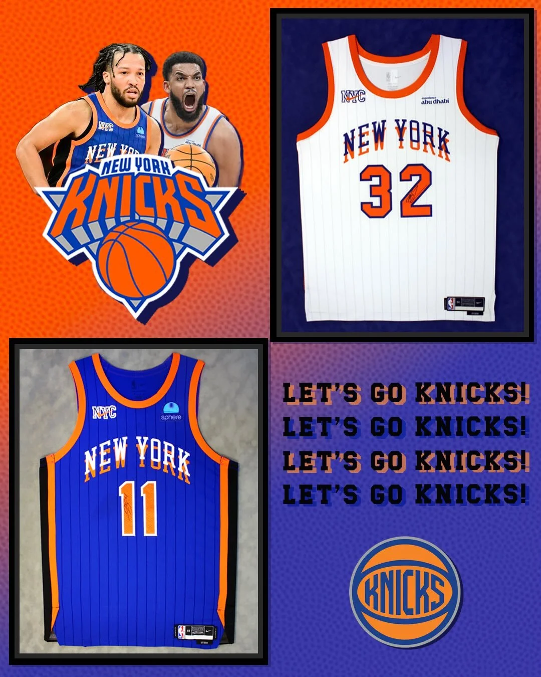 From the Garden State to Madison Square Garden, Jalen Brunson and Karl-Anthony Towns continue to make New Jersey proud. 🧡💙 Check out these jerseys we will be framing this week. Come frame your Knicks jersey at My framing Store right here in NJ! 🖼️