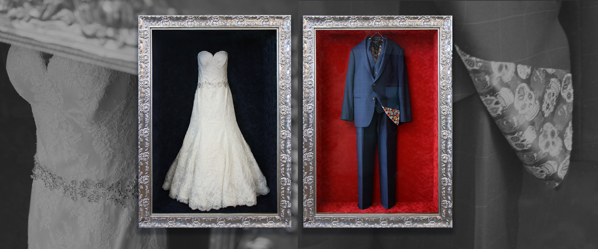 Custom Bride's Wedding Dress and Groom's Suit Framing 