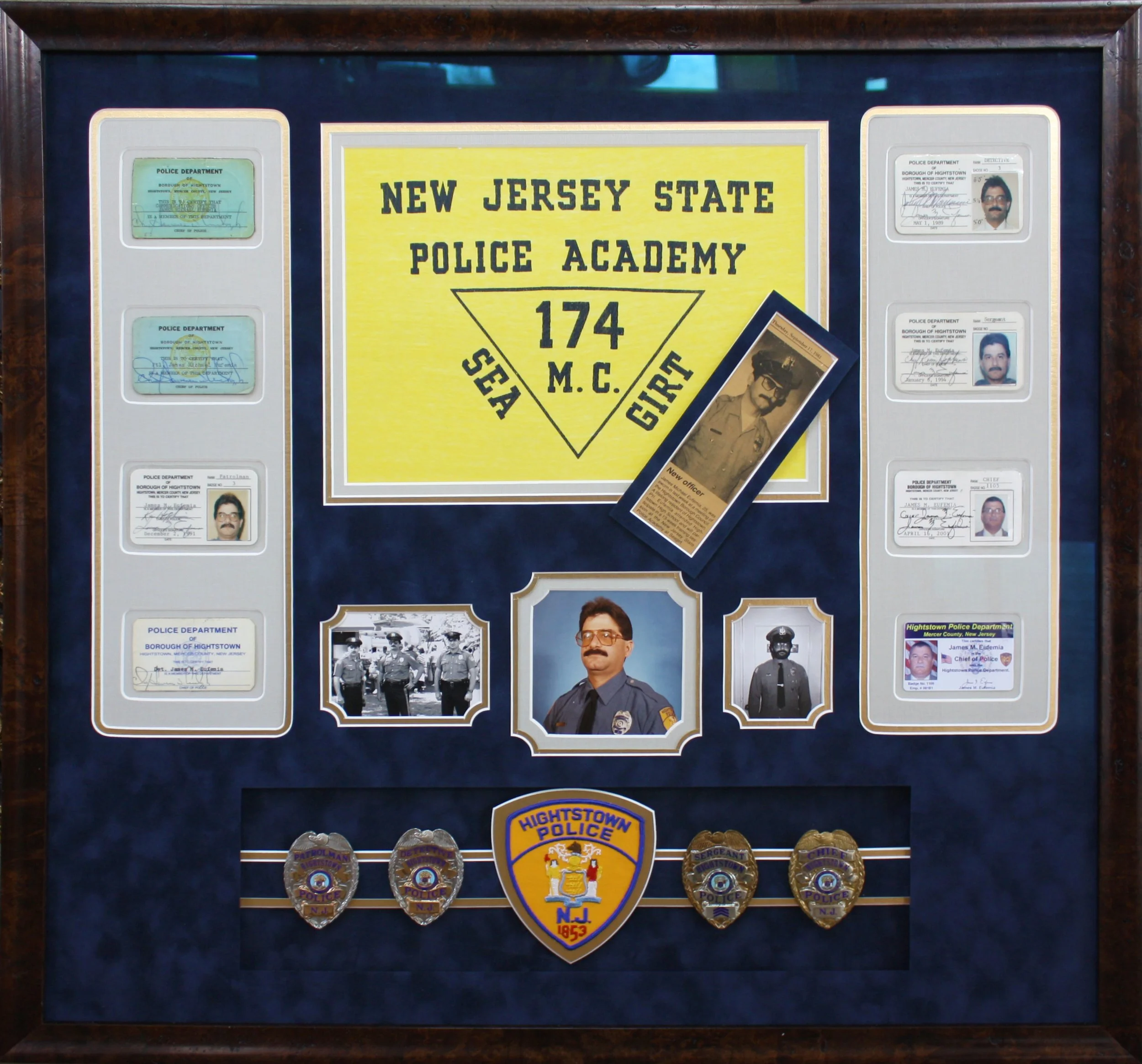 Police Offiver Badges Patched Custom Framed Shadowbox.jpg