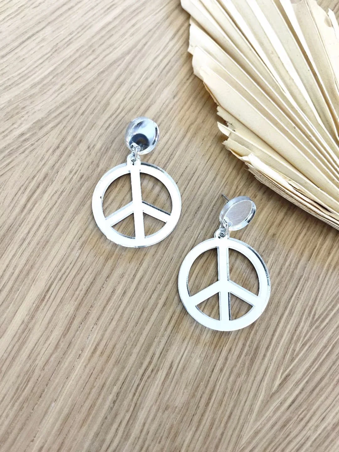 Peace Sign Earrings, Dangling Studs