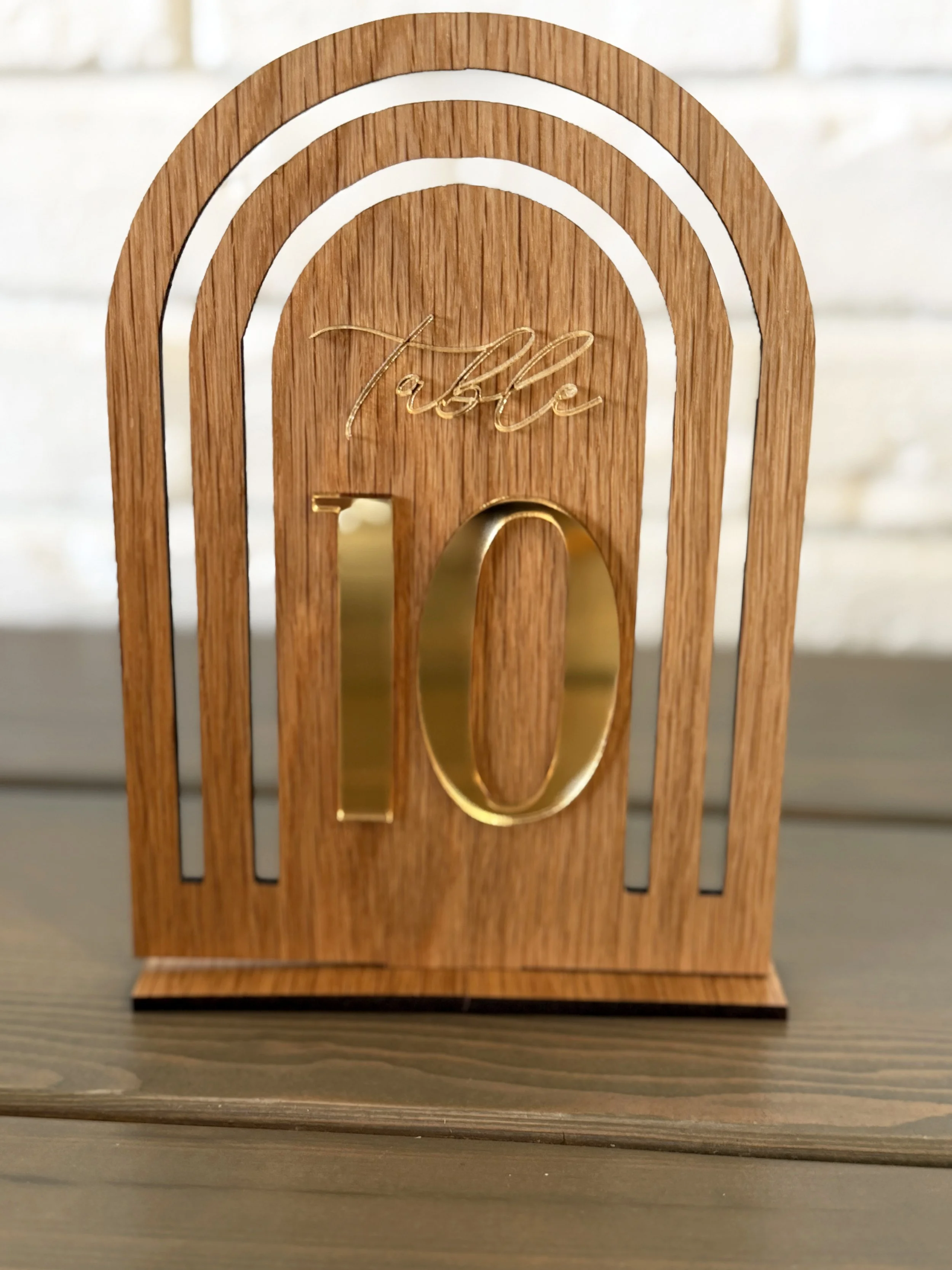 Table Number Rental; Wood & Gold