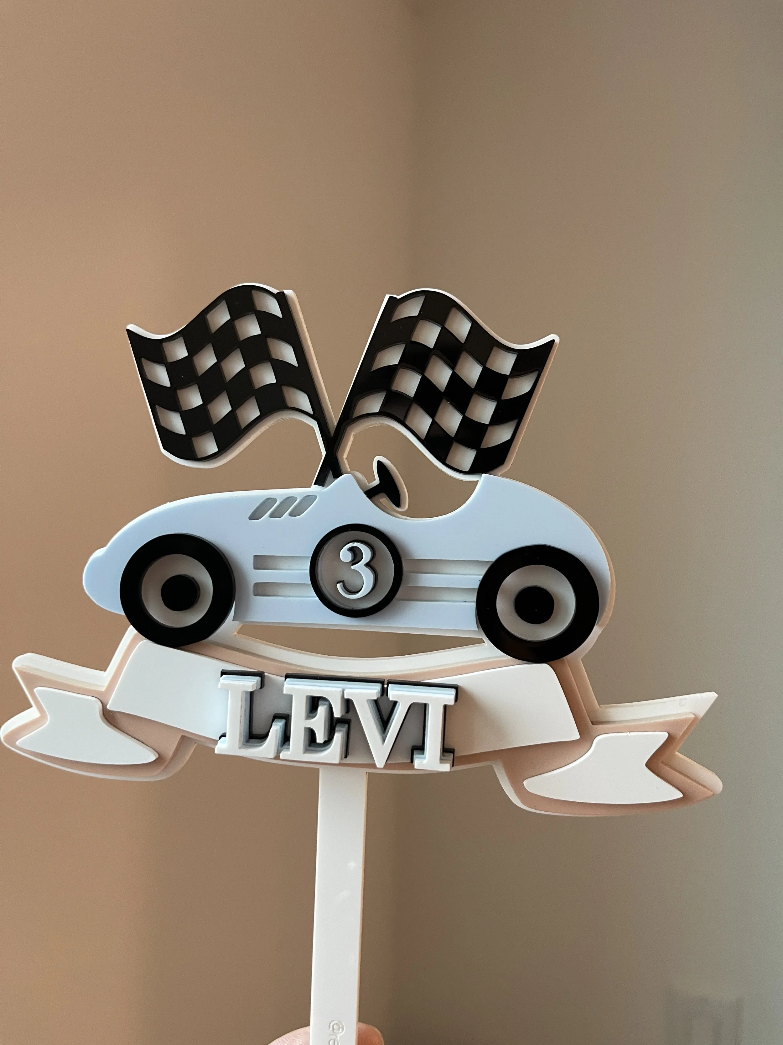Vintage Personalized Race Car Cake Topper — Retrograde Rising Studio