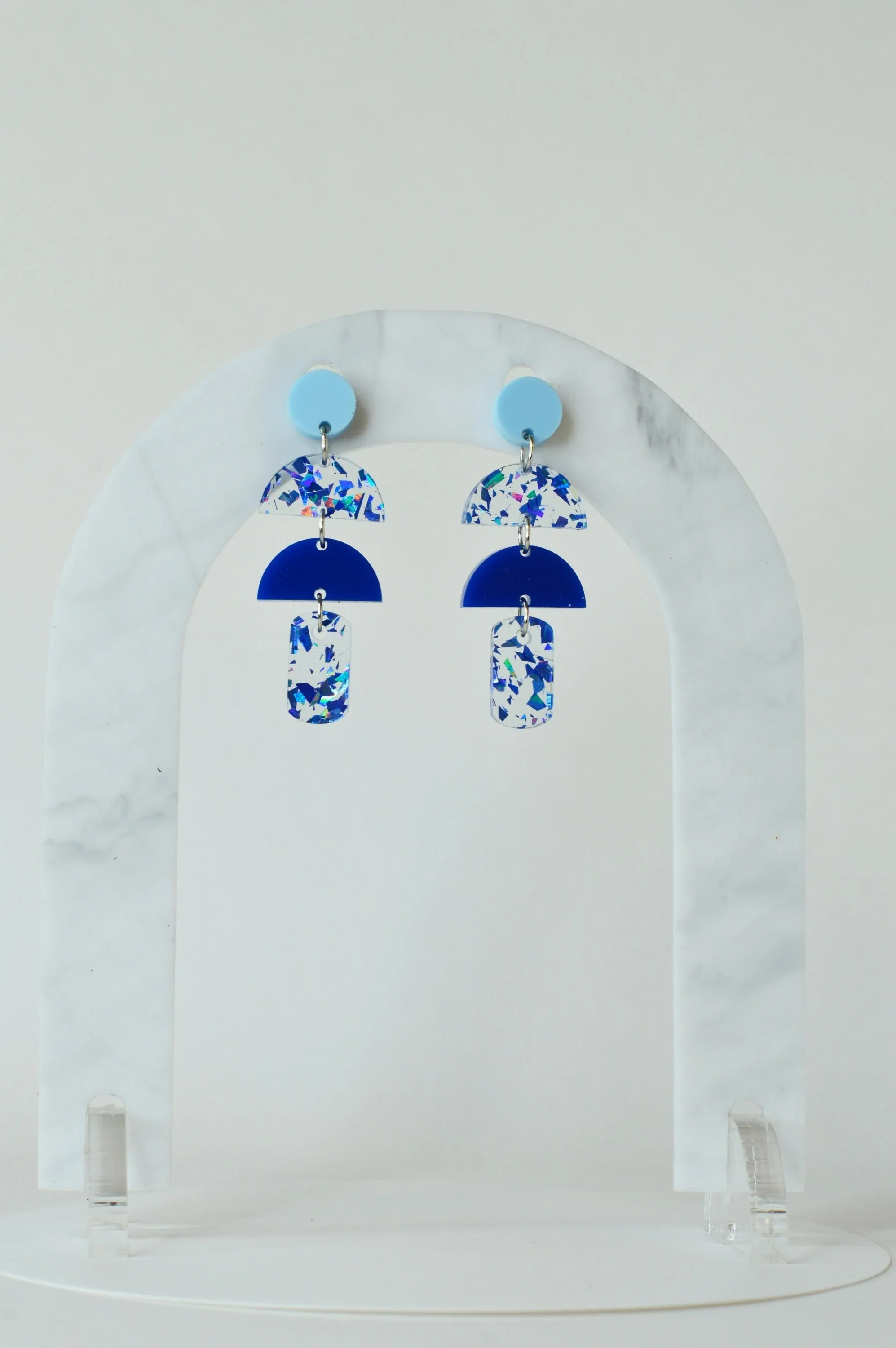 Blue Glitter Dreams Stacked Post Earrings