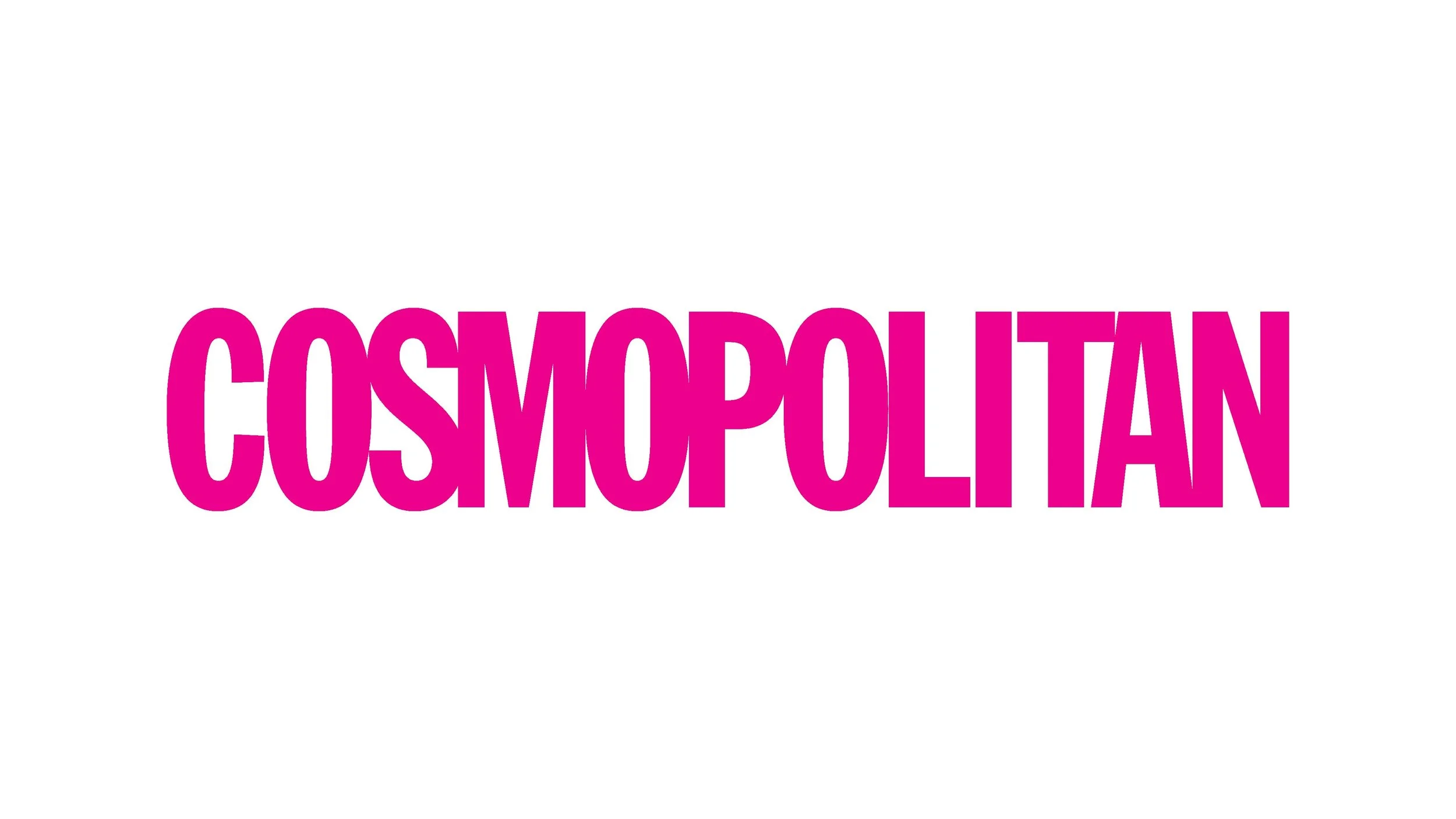 Cosmopolitan magazine logo in pink text on a white background.