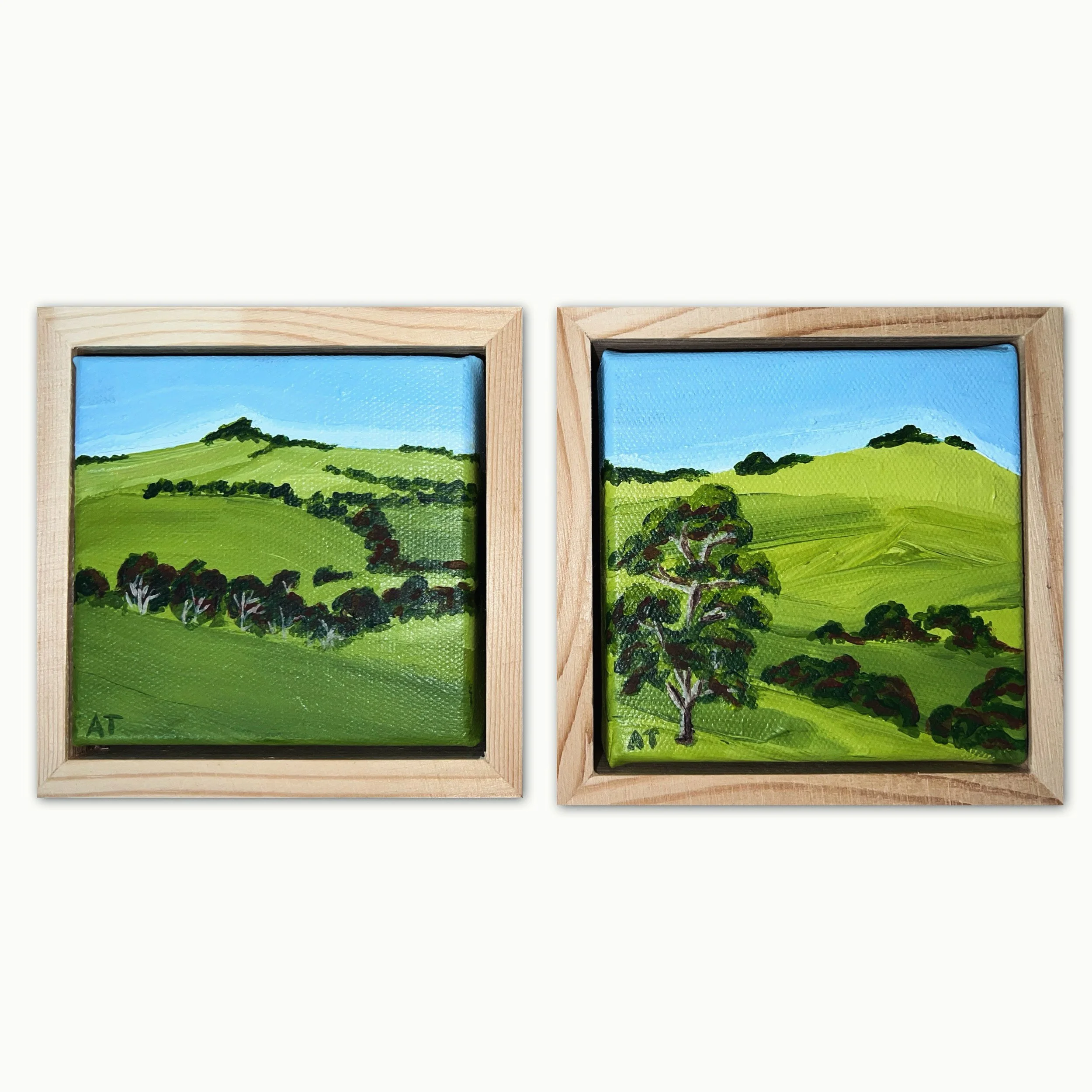 Countryside Duo 4"x4", Acrylic on Canvas