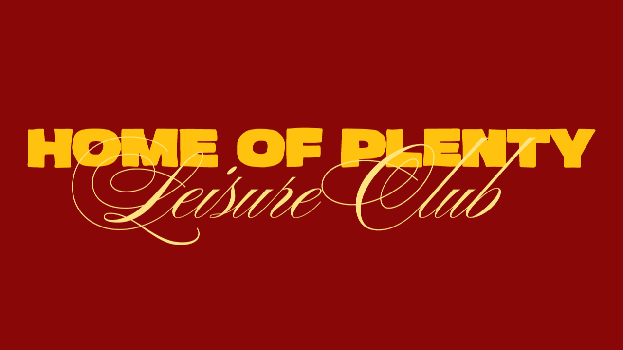 Text reads 'Home of Plenty Leisure Club' on a red background.