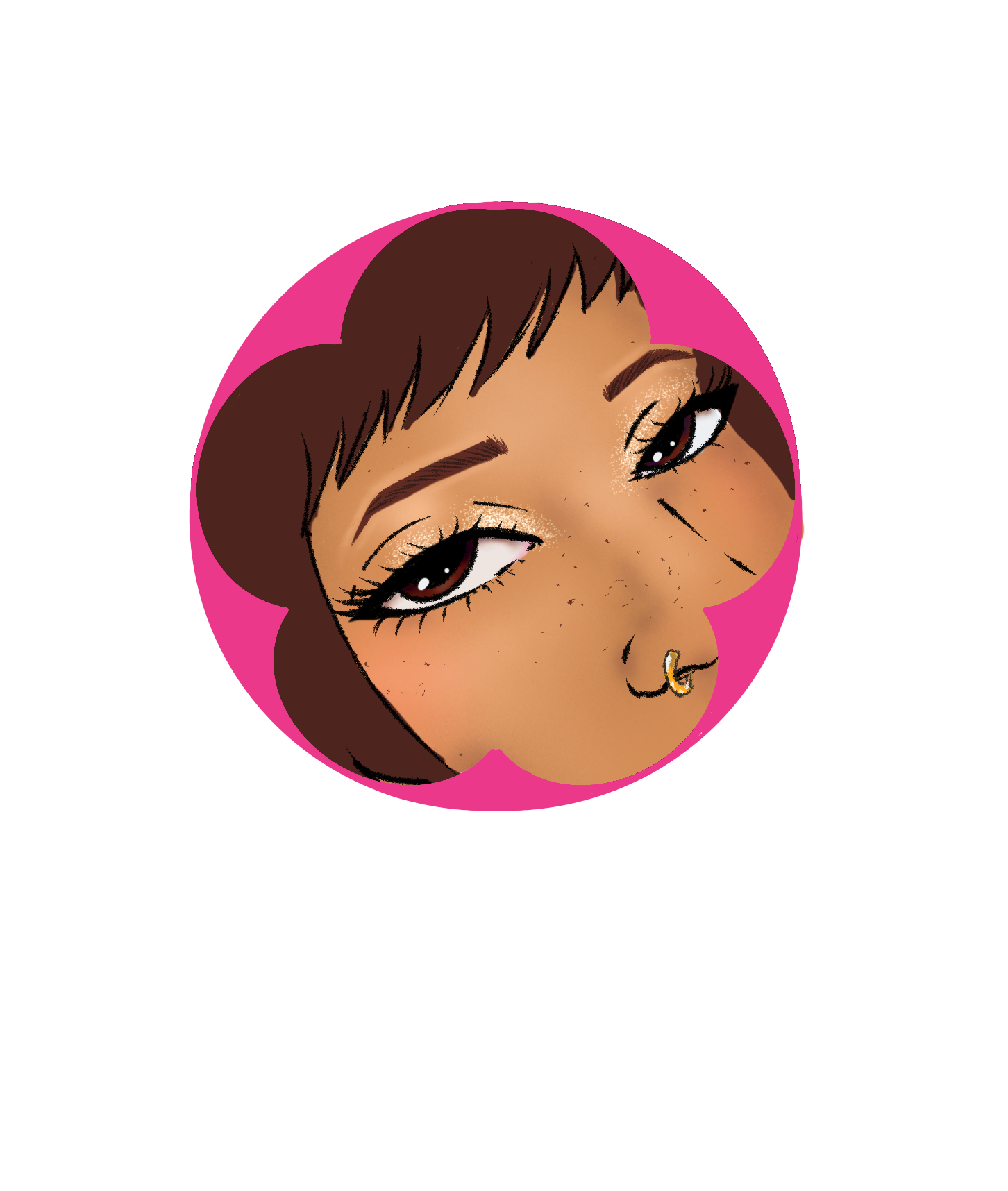 Close-up of a person's face, showing the eyebrow, eyelash, and part of the eye, with clear skin and some small moles.