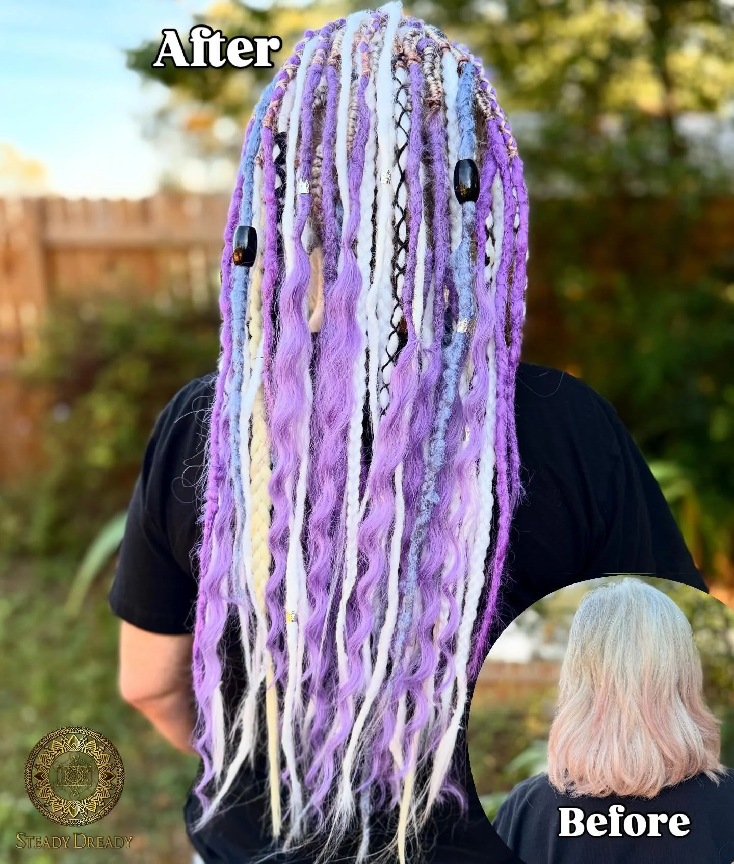 Temporary Loc&rsquo;s braided in at the roots. 💟🦄💜

#loctician #locs #travelingloctician #dreadlocks #fauxlocs