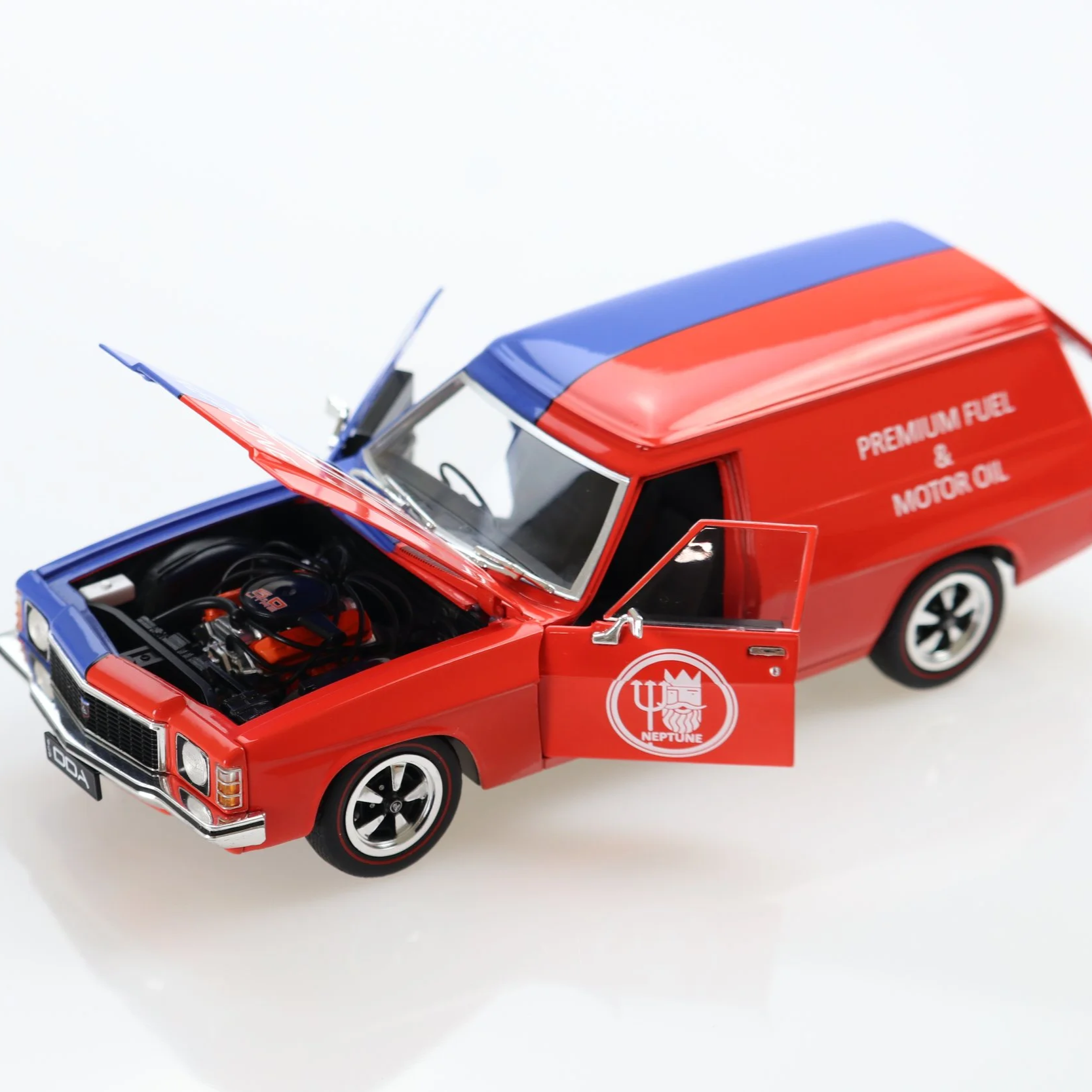 1:24 scale DDA Holden HJ Panel Van in Neptune Fuel livery – opening bonnet, doors, tailgate, detailed engine and Neptune branding