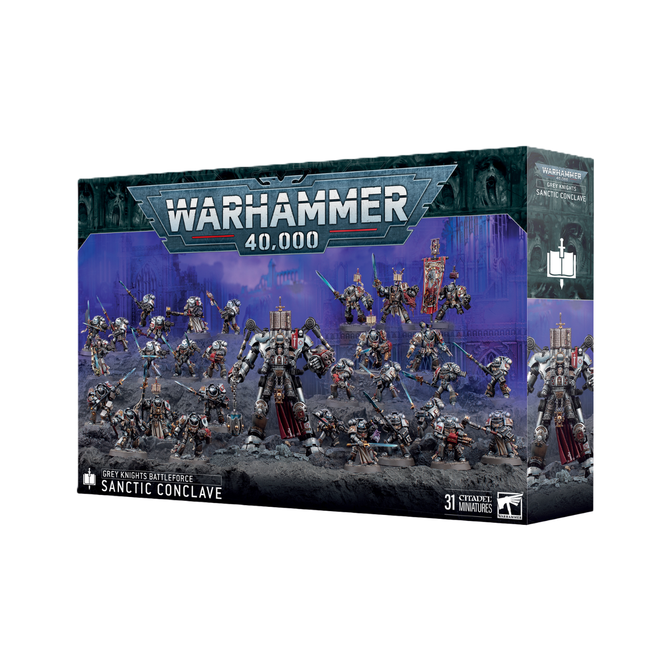 Warhammer 40K Sanctic Conclave Battleforce box with Grey Knights Dreadknight, Terminators, Paladins and Strike Squads