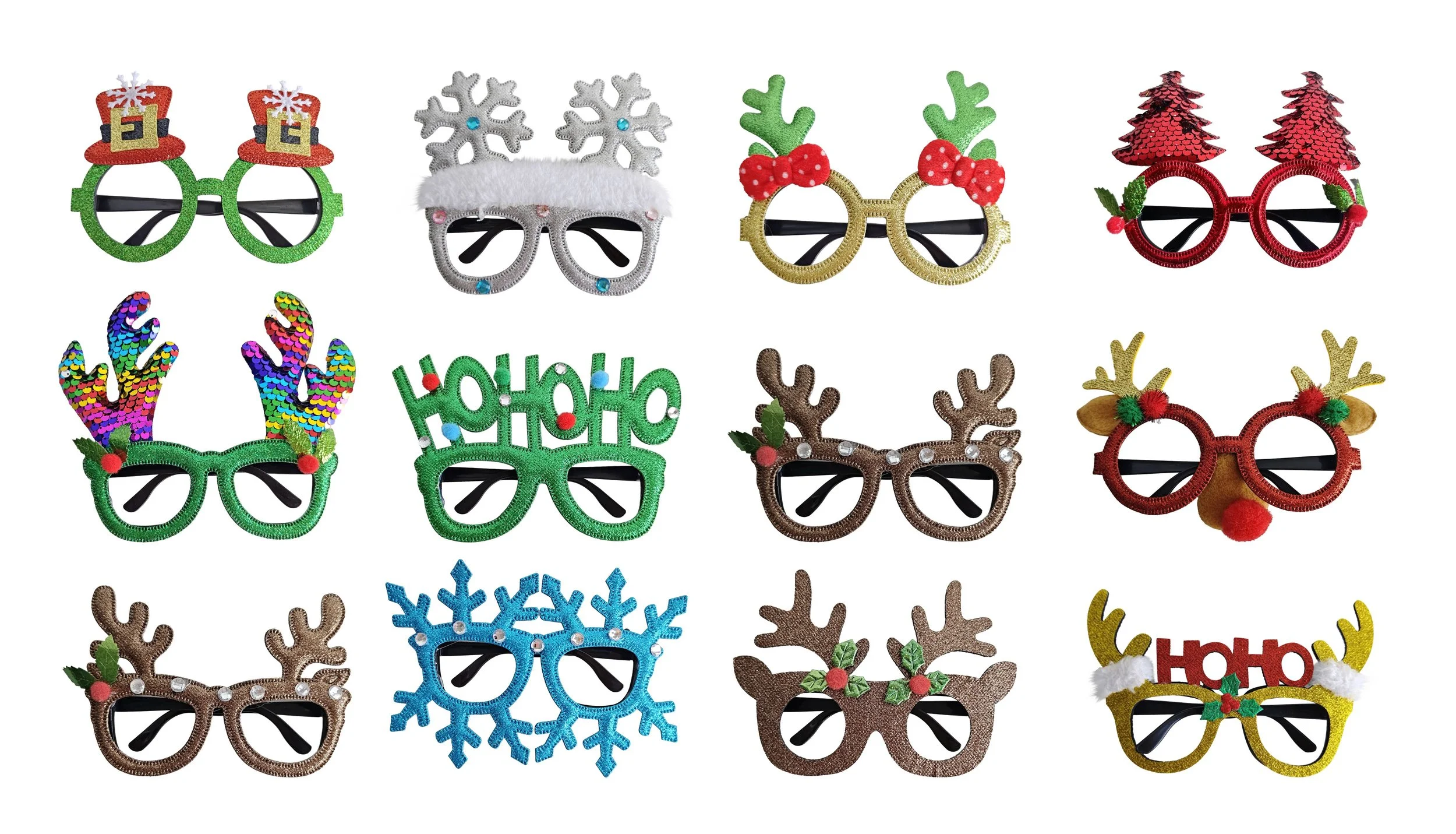 Novelty Glasses Glitter 3-Pair Pack Assorted