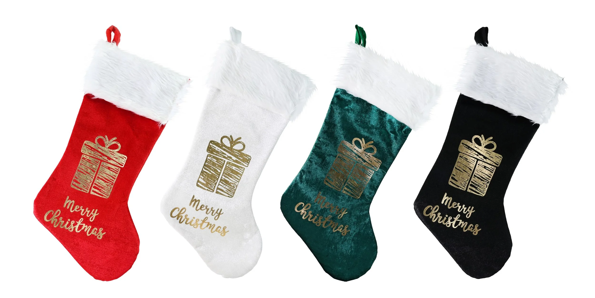 Velvet Stocking Foil Present Large 55cm Assorted