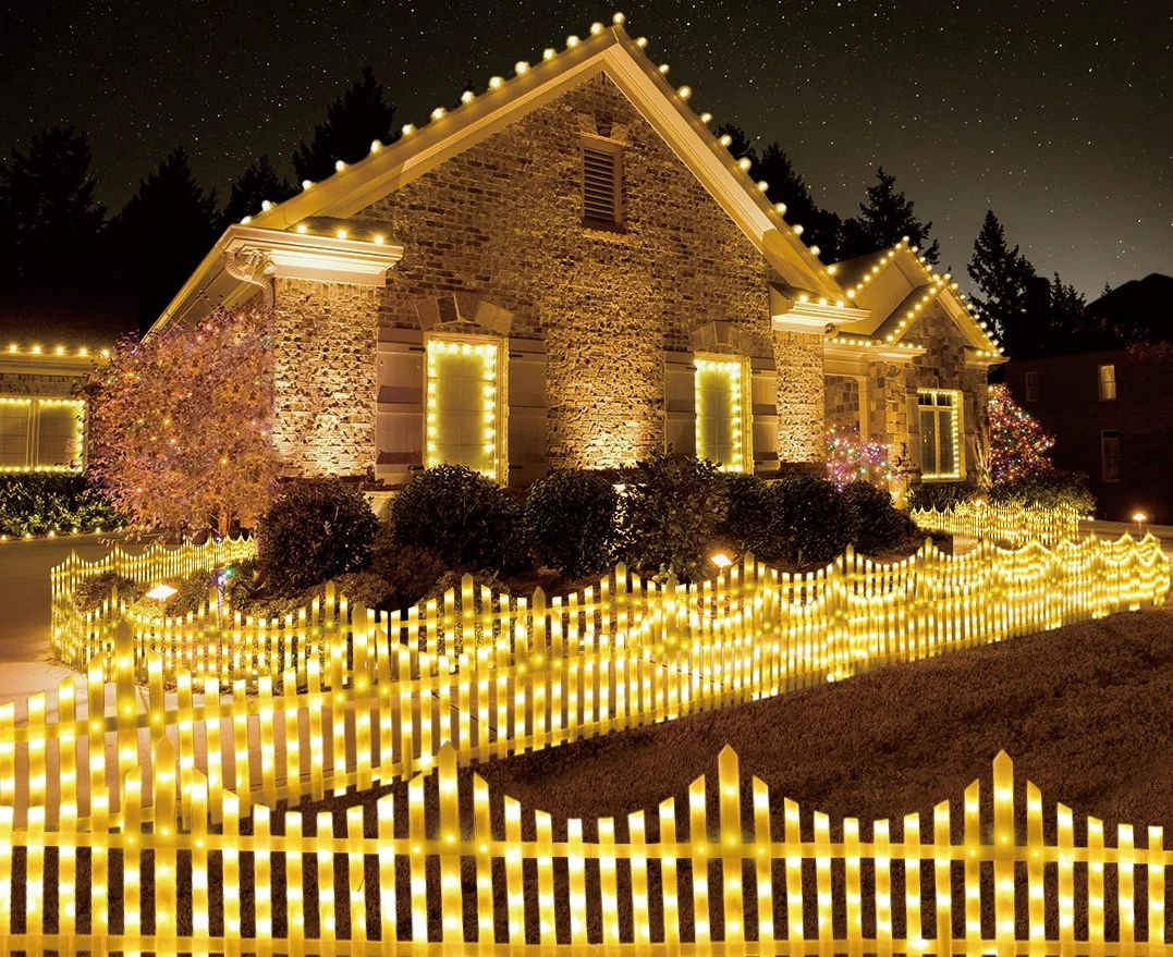 Lit Picket Fence 8-Pack Warm White