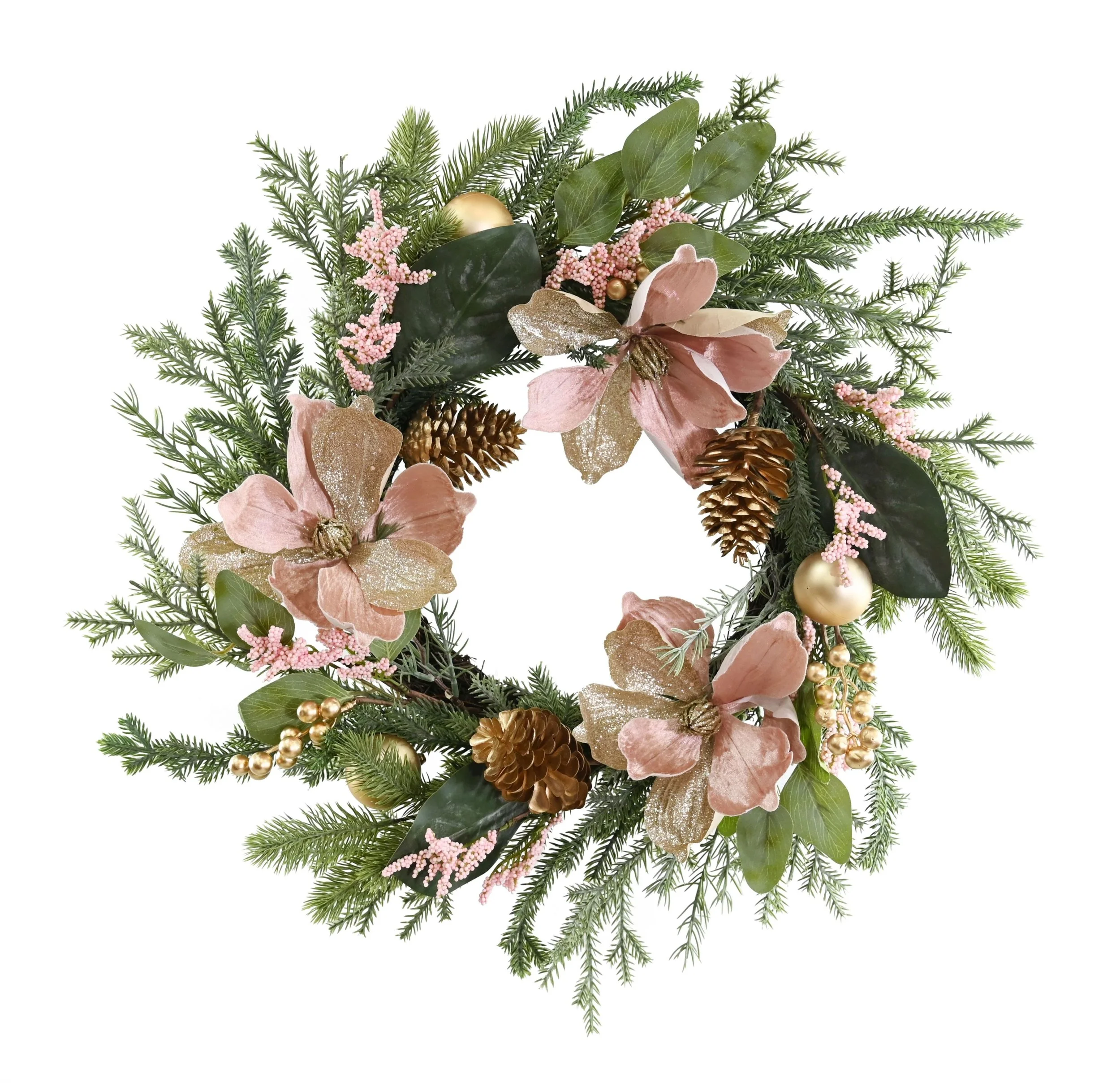 Wreath Magnolia Pink Berry 50cm