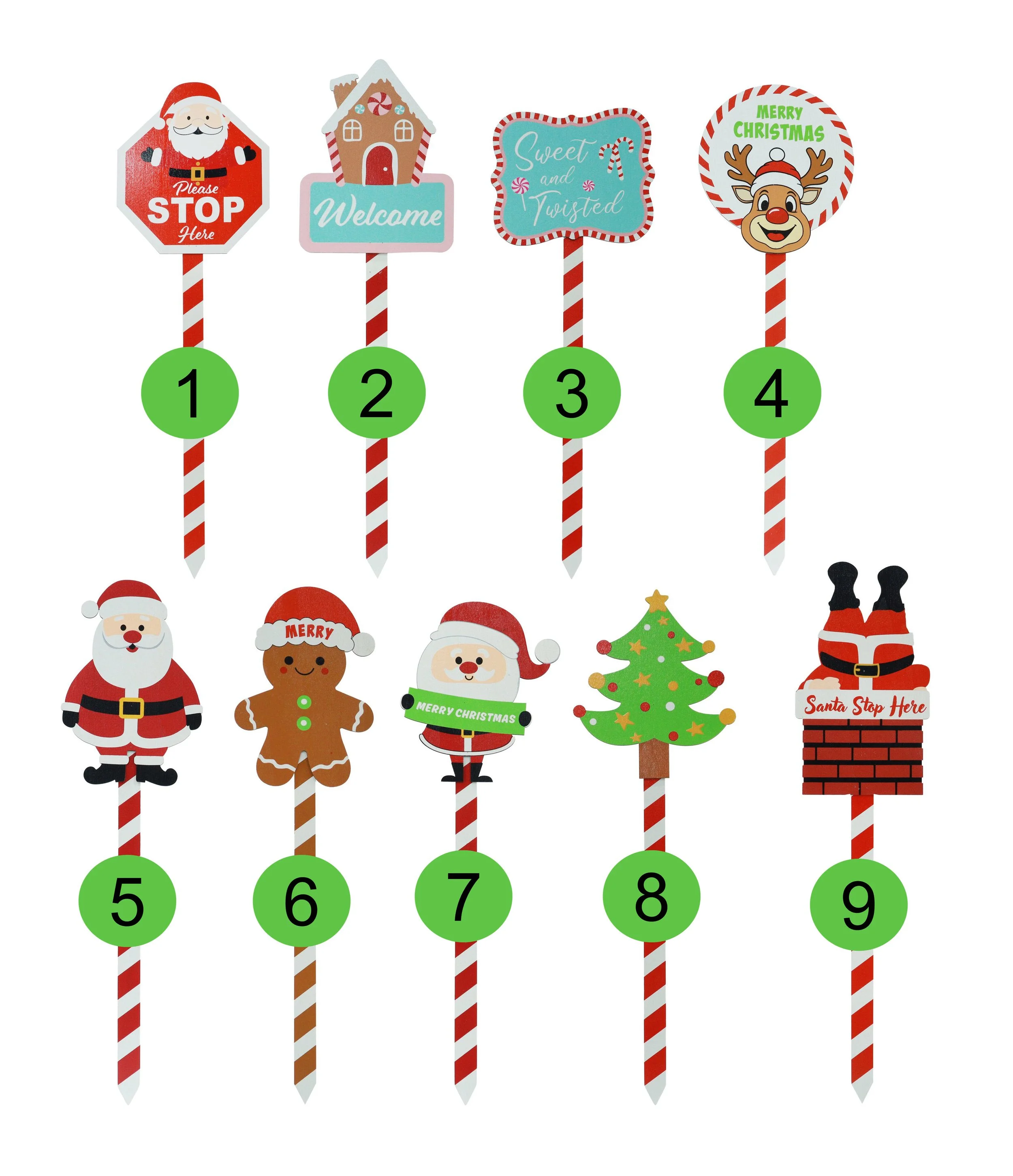 Garden Stake Festive Mix 30cm Assorted