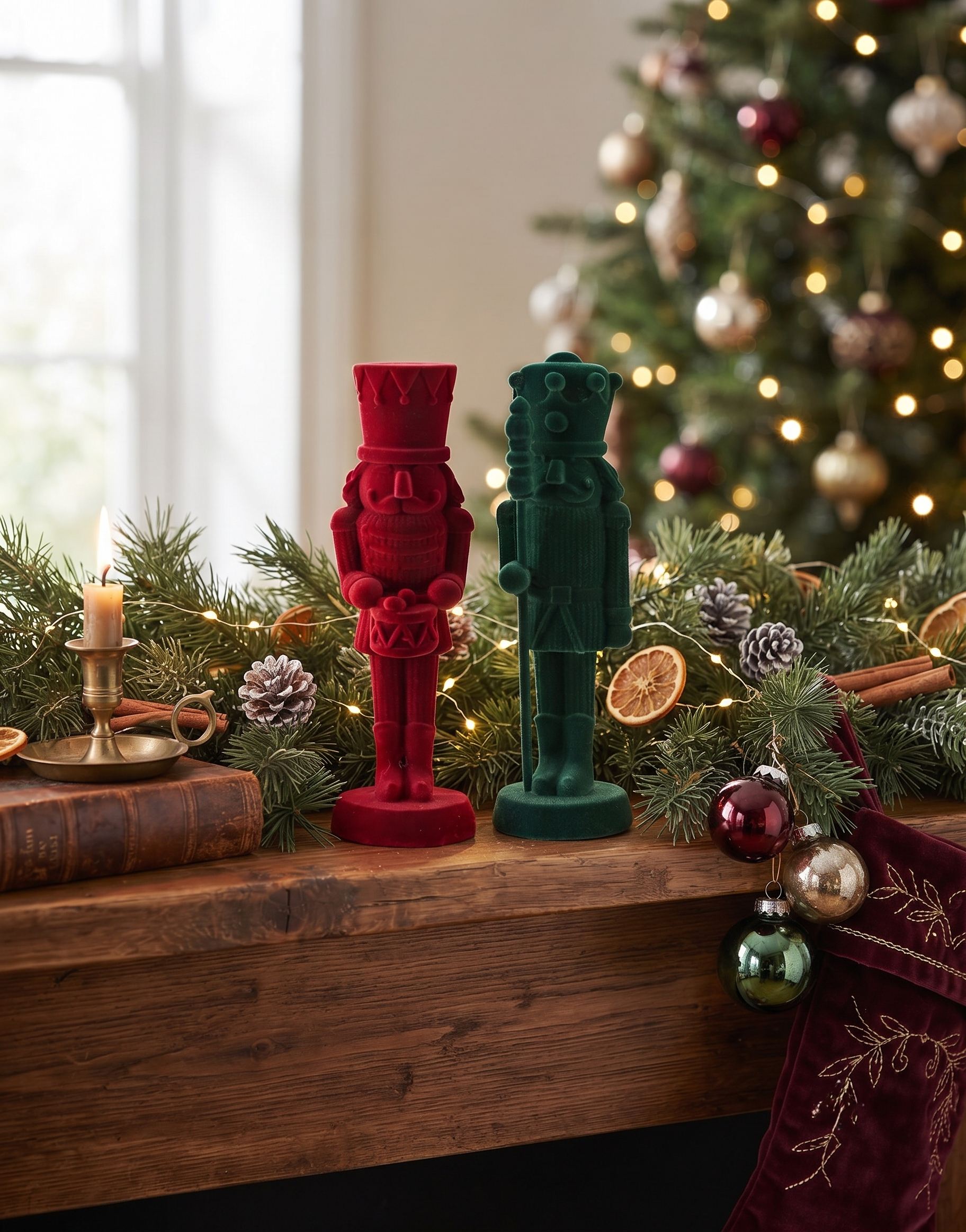 Flocked Nutcracker 17cm Assorted