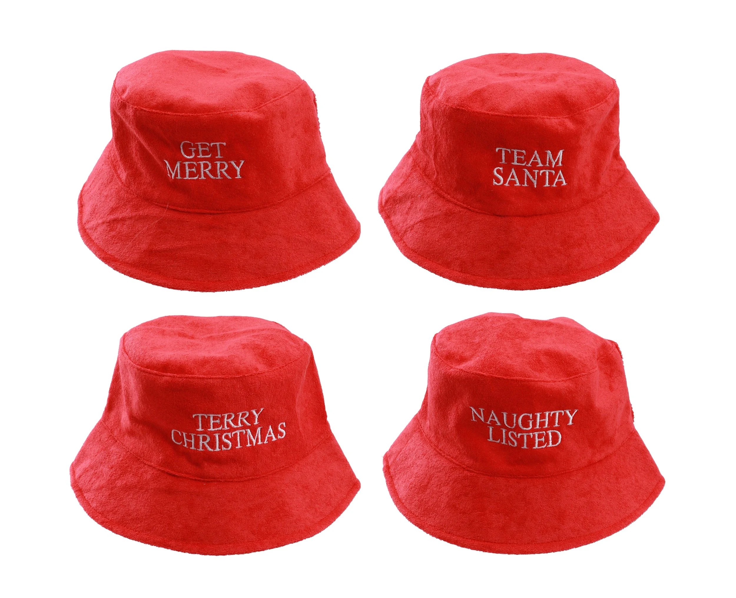 Terry Towelling Bucket Hat Embroidery Assorted