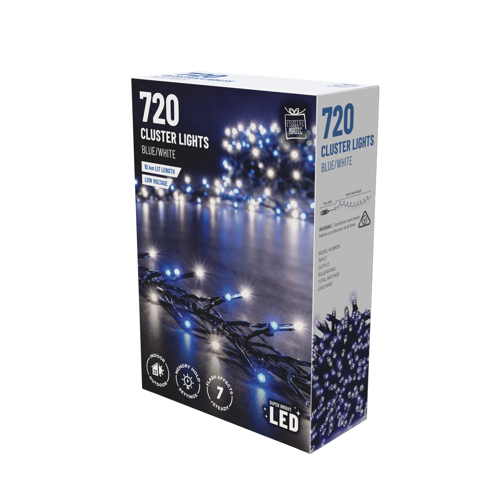 720 LED Cluster Lights – Blue-White