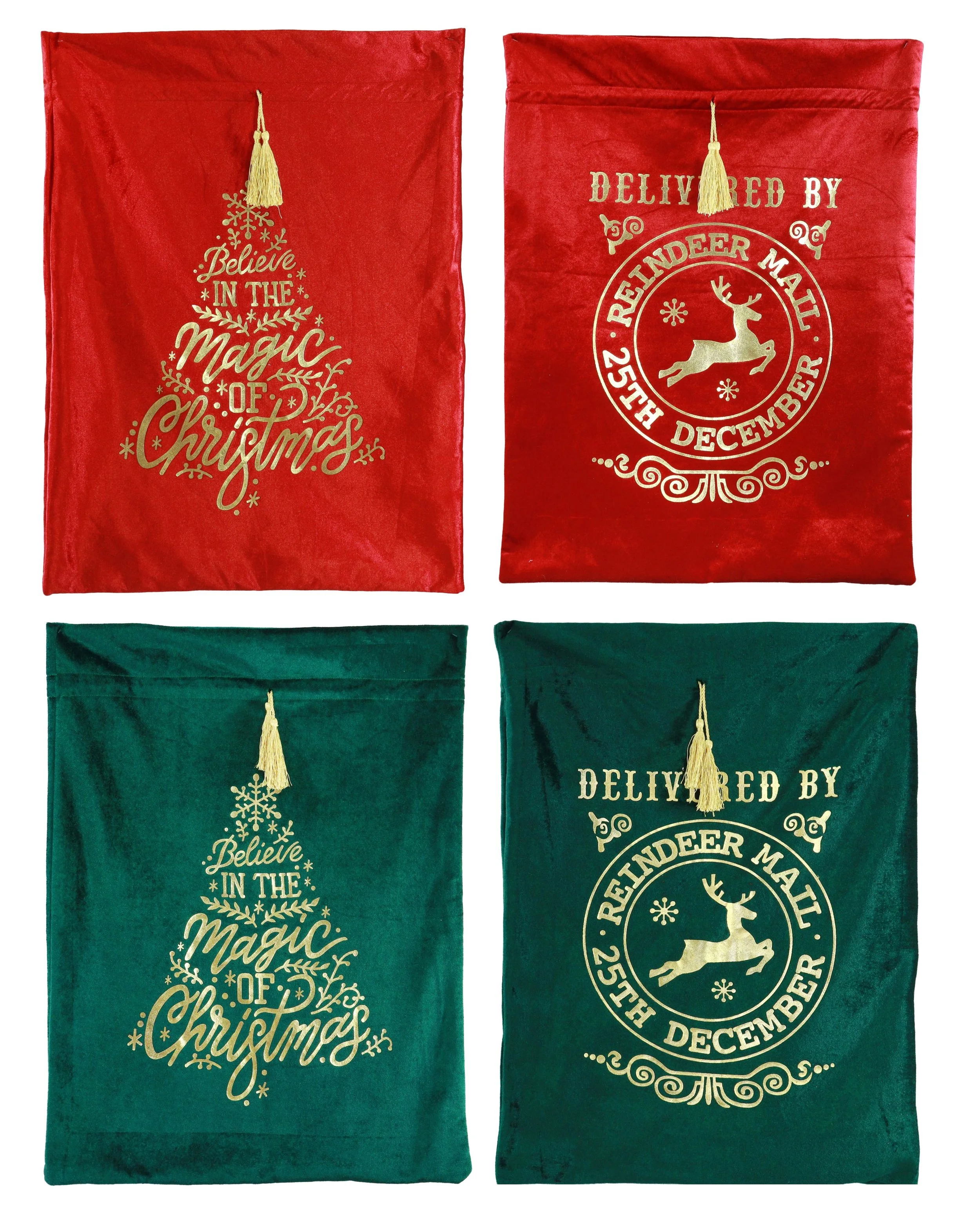 Deluxe Velvet Christmas Sack 62 x 80cm Assorted