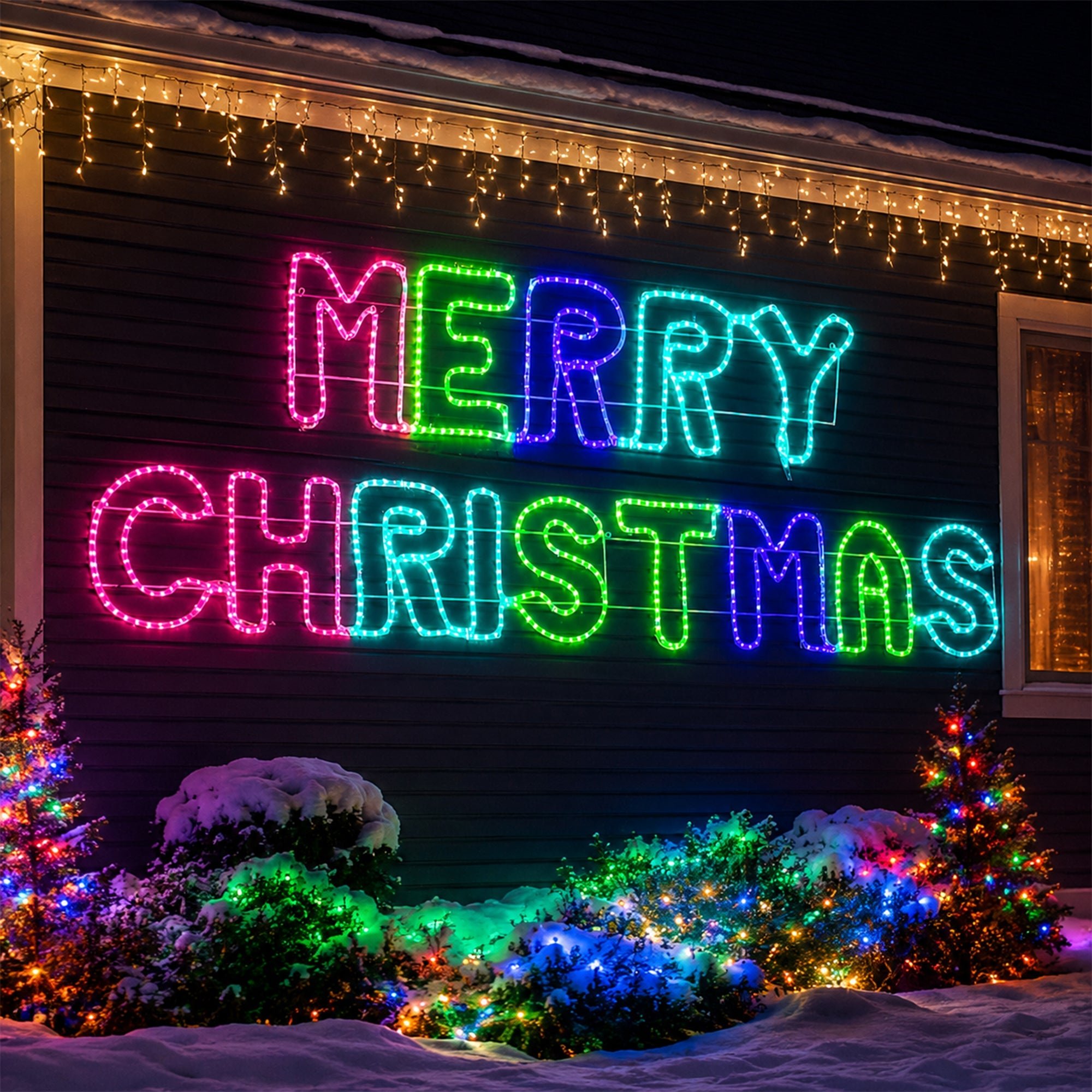 2.73m Candy Colour LED Merry Christmas Sign