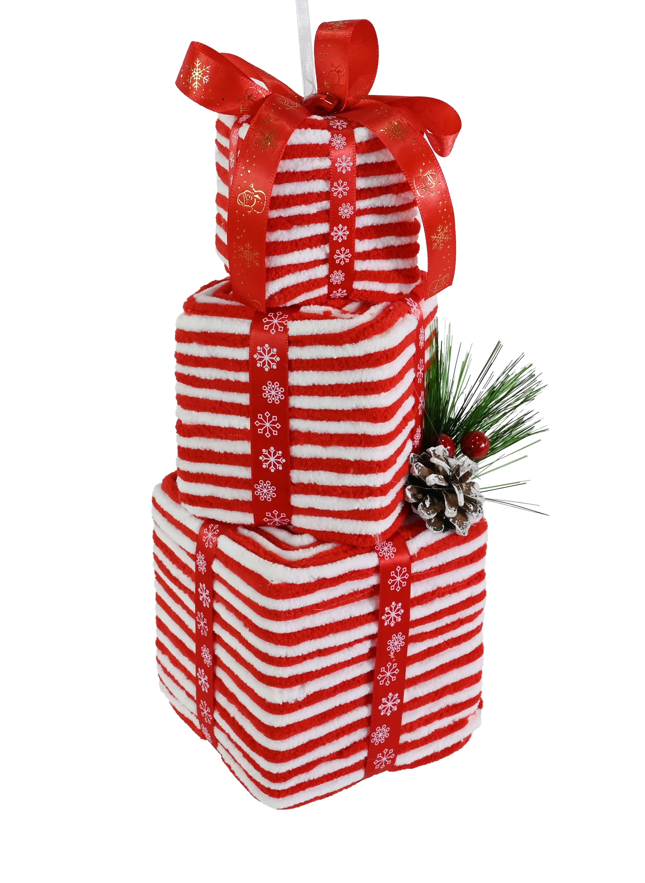 Hanging Candy Cane Stacked Presents