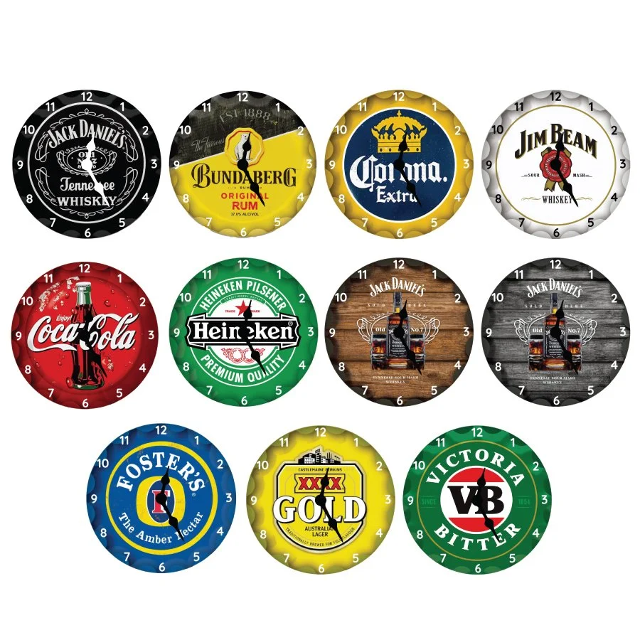 Bottle Cap Shape Wall Clocks - Iconic Collection