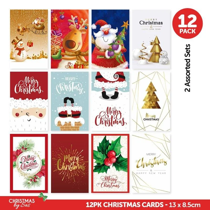 Festive Holiday Greeting Cards 12-Pack