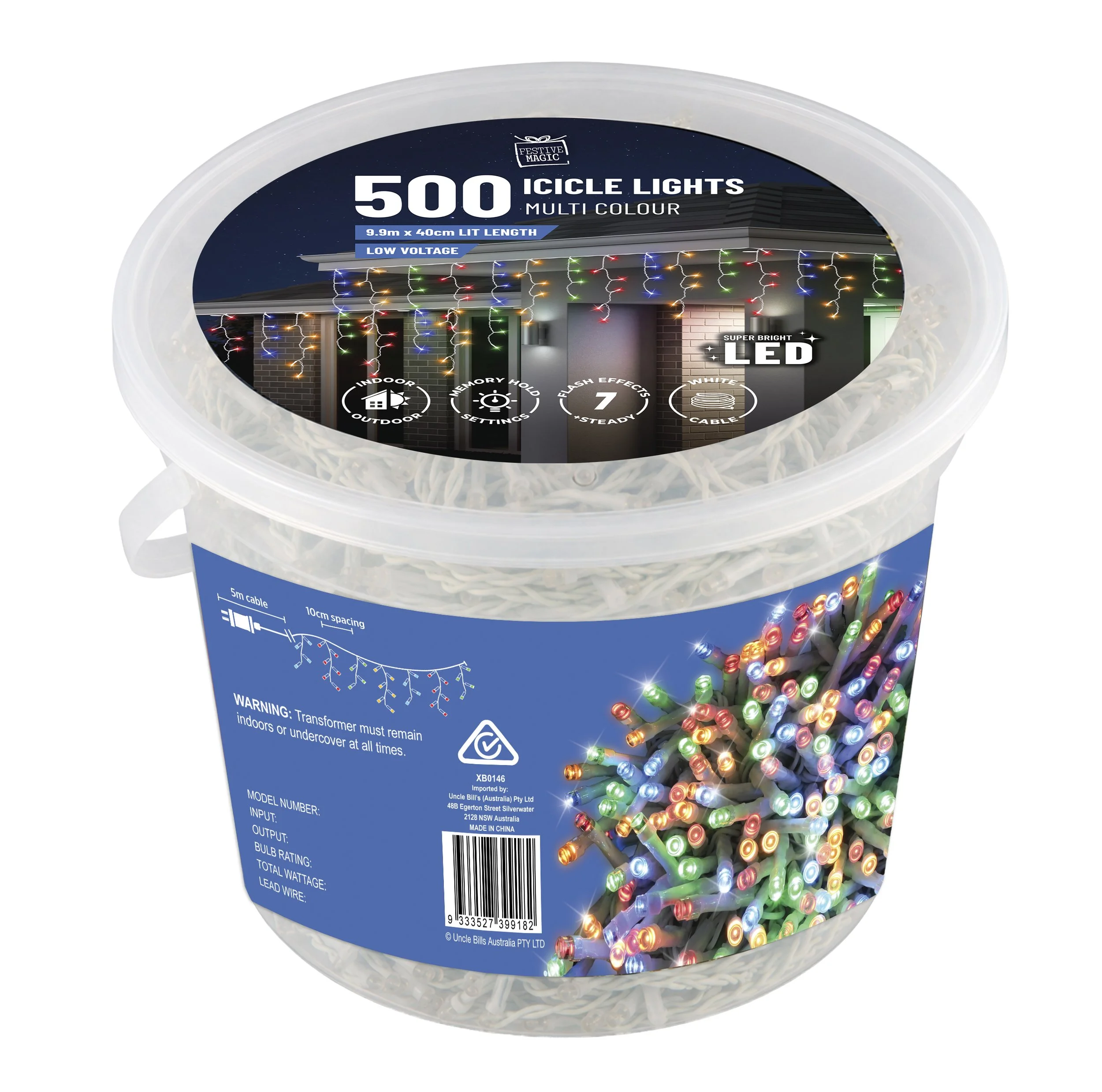 500 LED Flashing Icicle Lights – Multi Tub