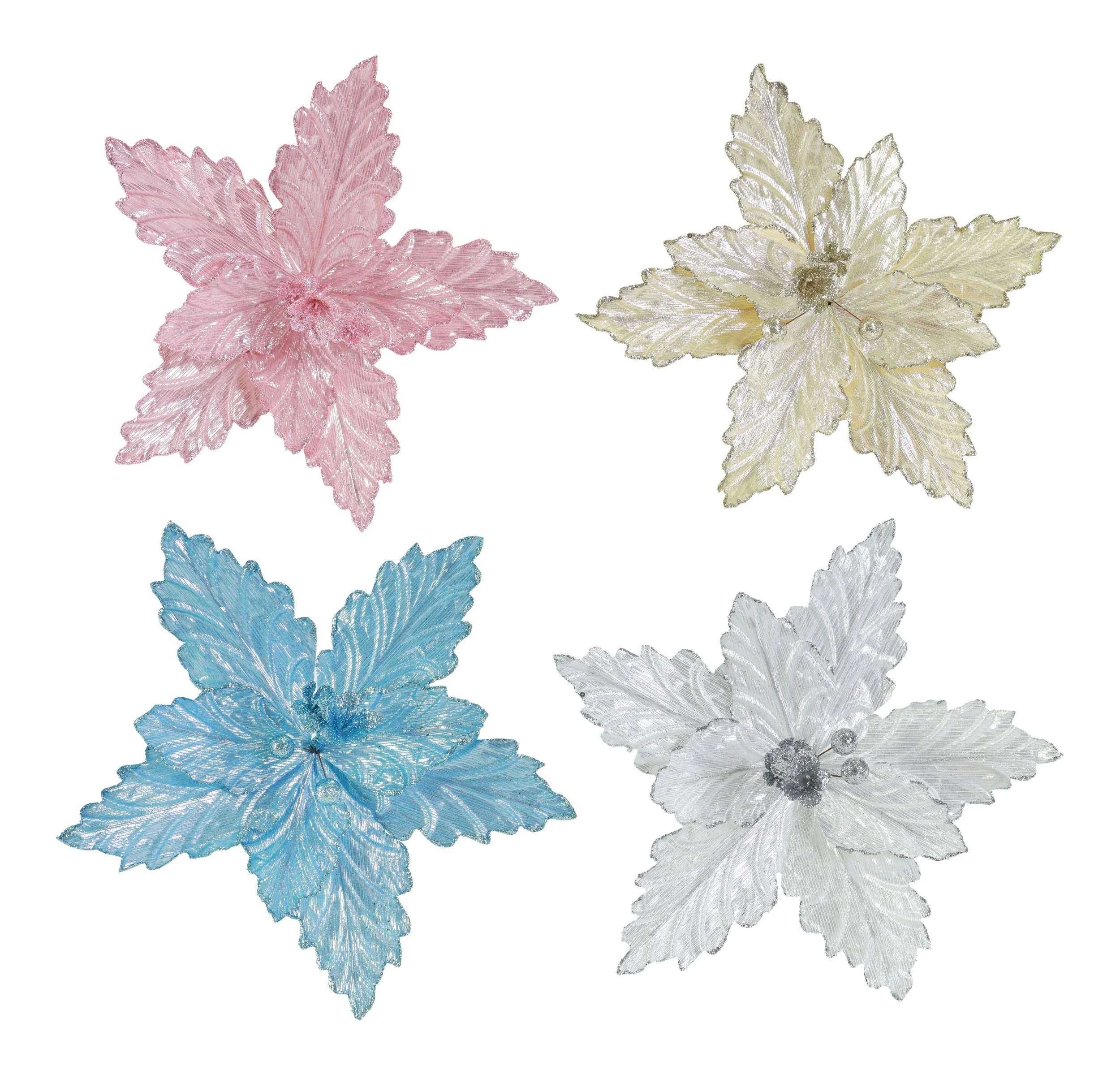 Shimmer Poinsettia Clip Assorted