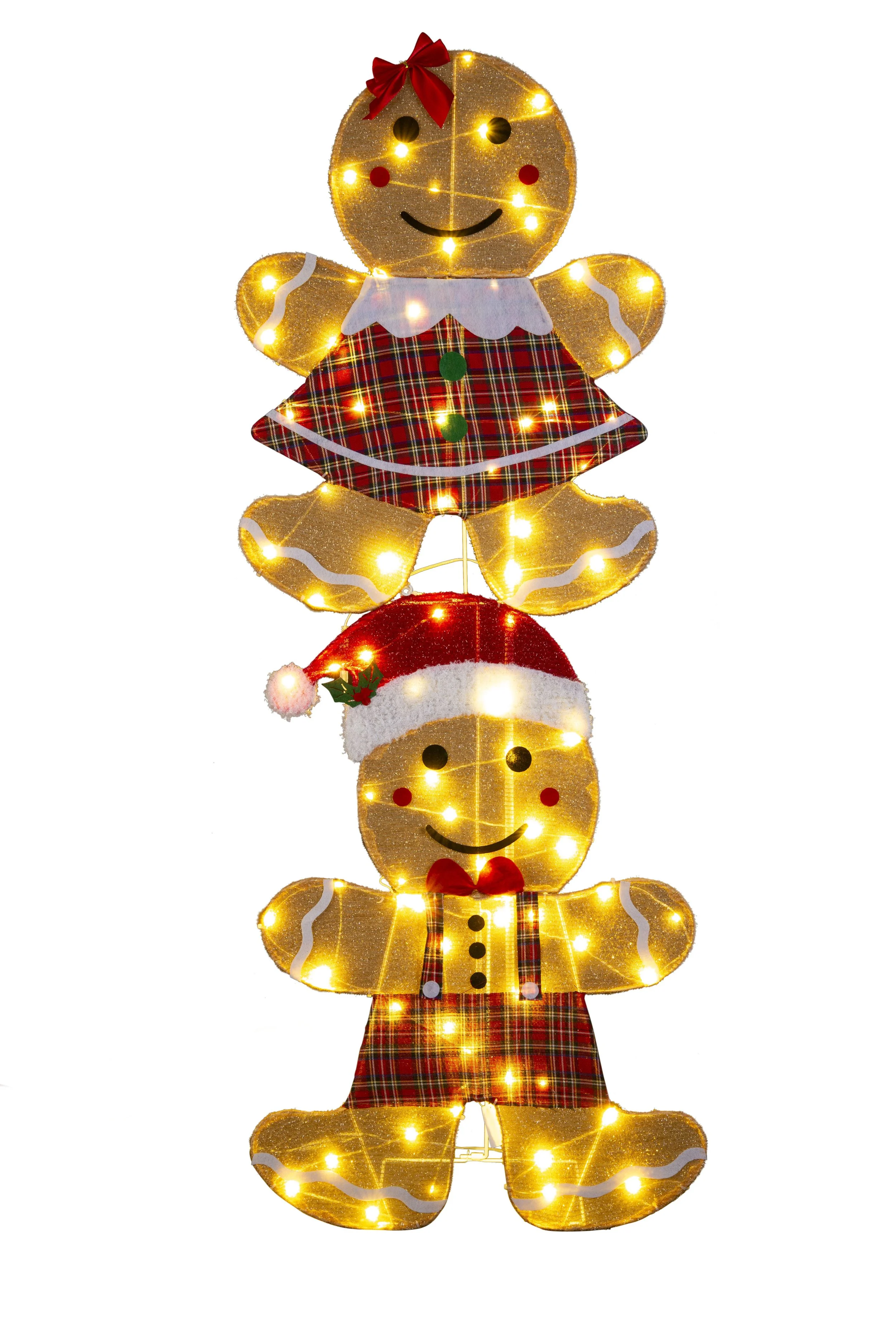 LED Mesh Tinsel Gingerbread Pair – Steady Glow