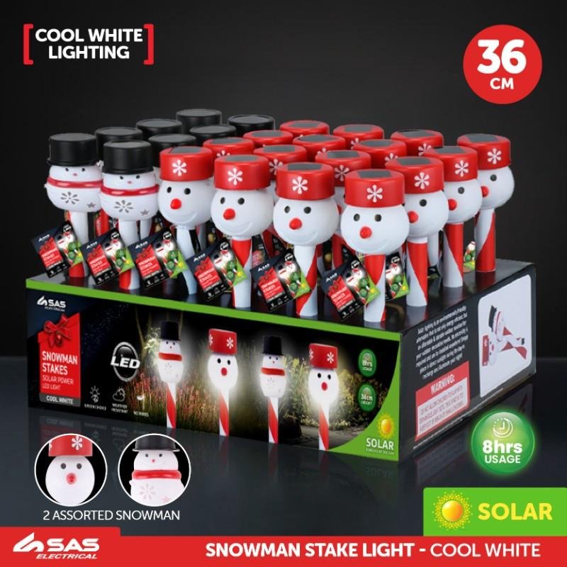 Solar Candy Cane Snowman Stake Light