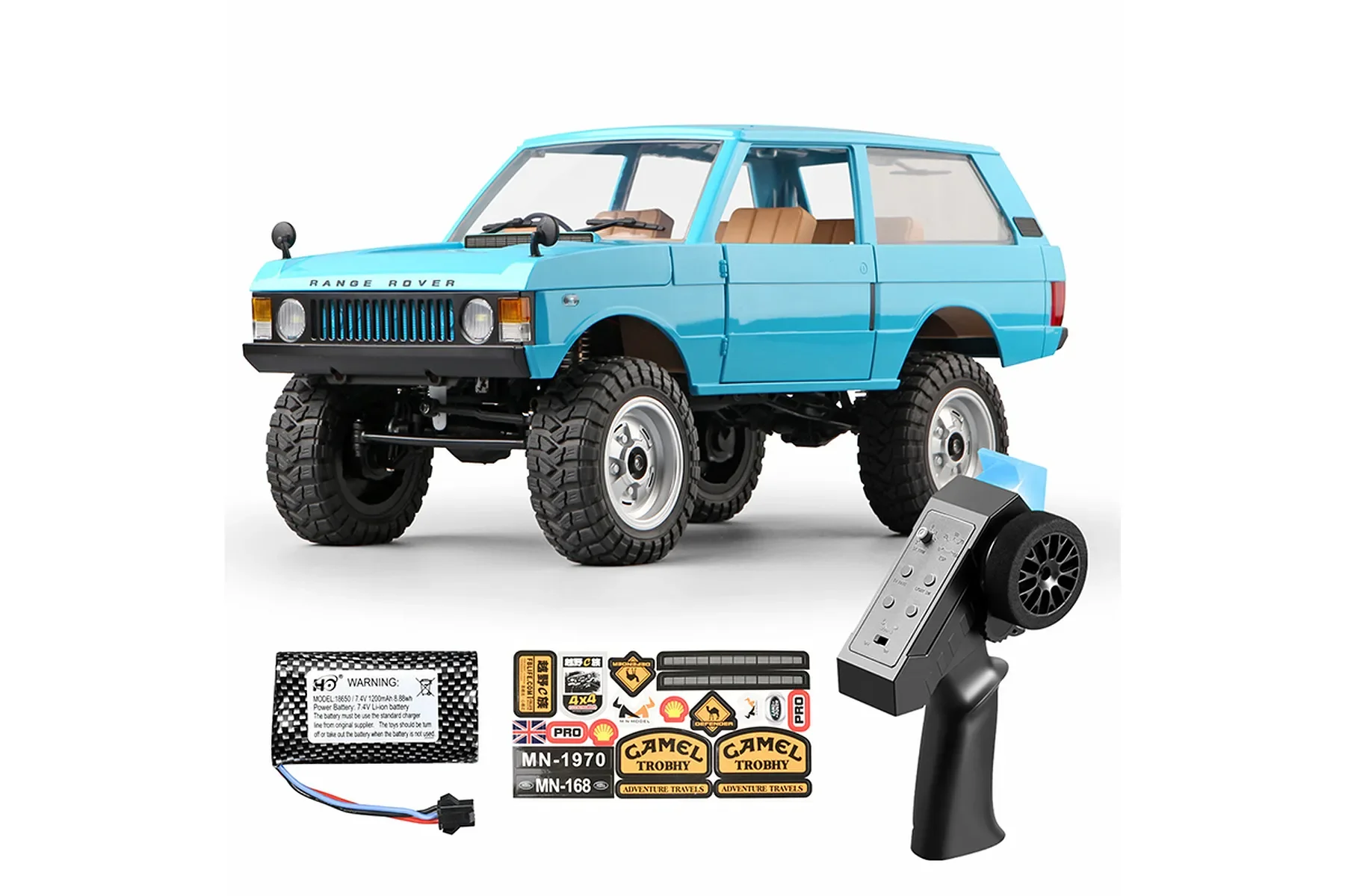 MN Model MN168 1:12 4WD RC crawler inspired by the Range Rover Classic with gloss paint, working lights, and off-road suspension
