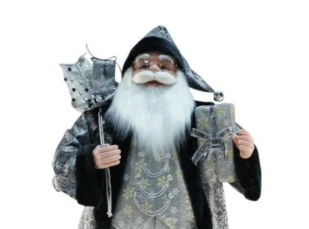 120cm Standing Silver Black Santa