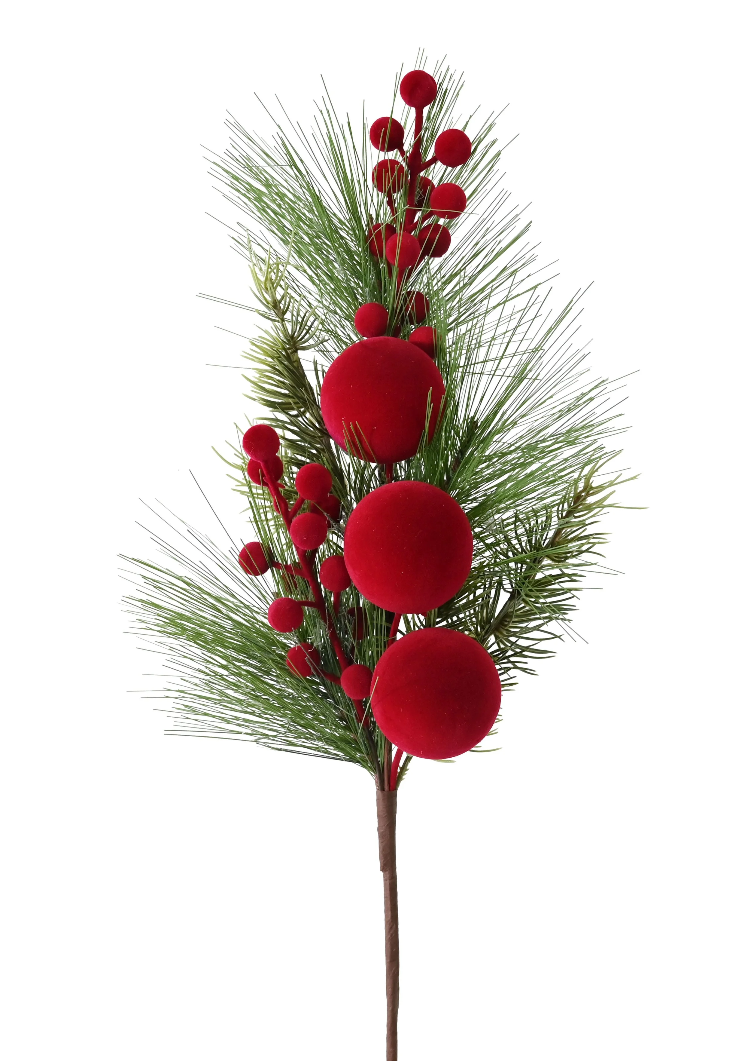 Pine Flocked Berry Pick 58cm