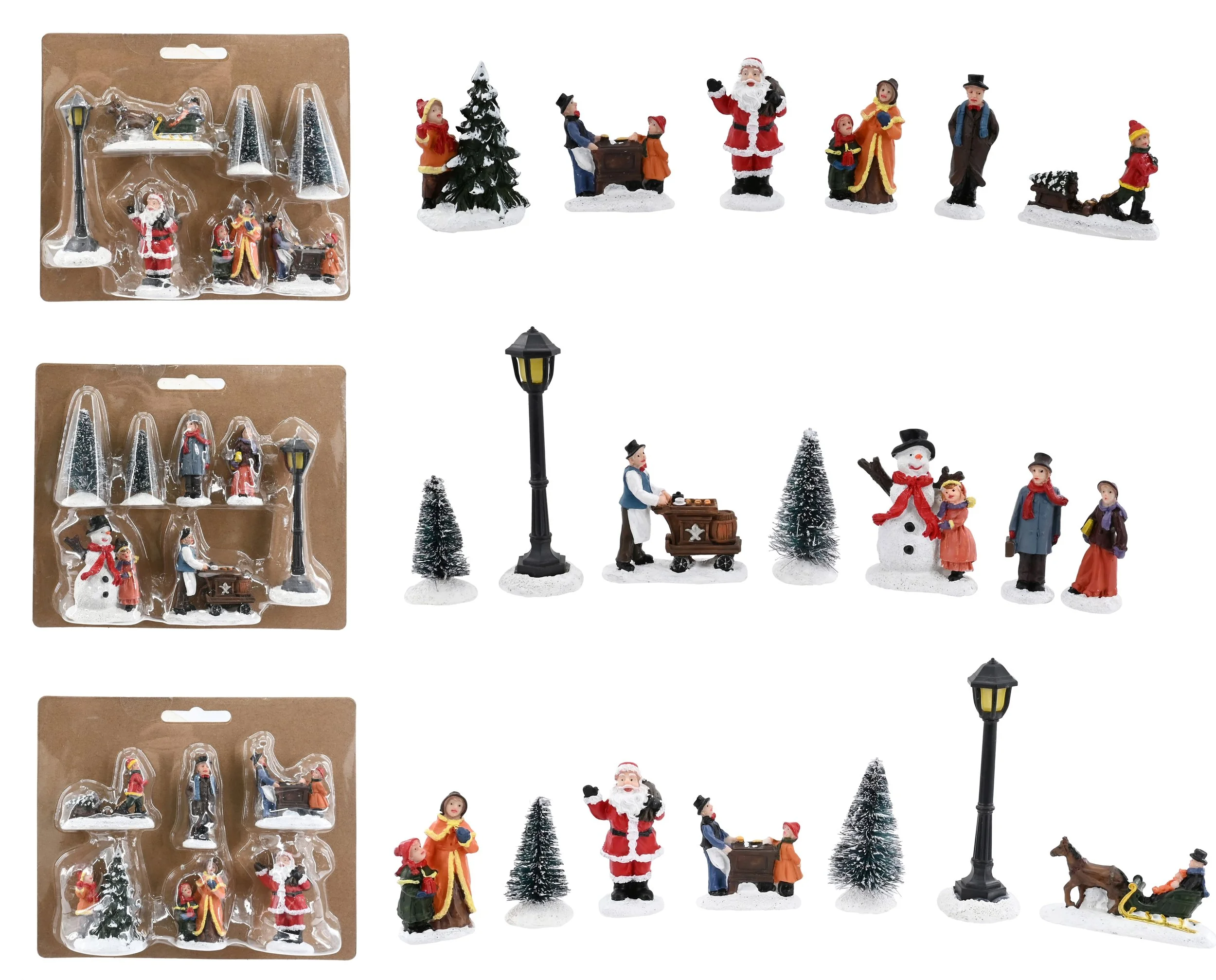 Resin Christmas Villager Figurine Set Assorted