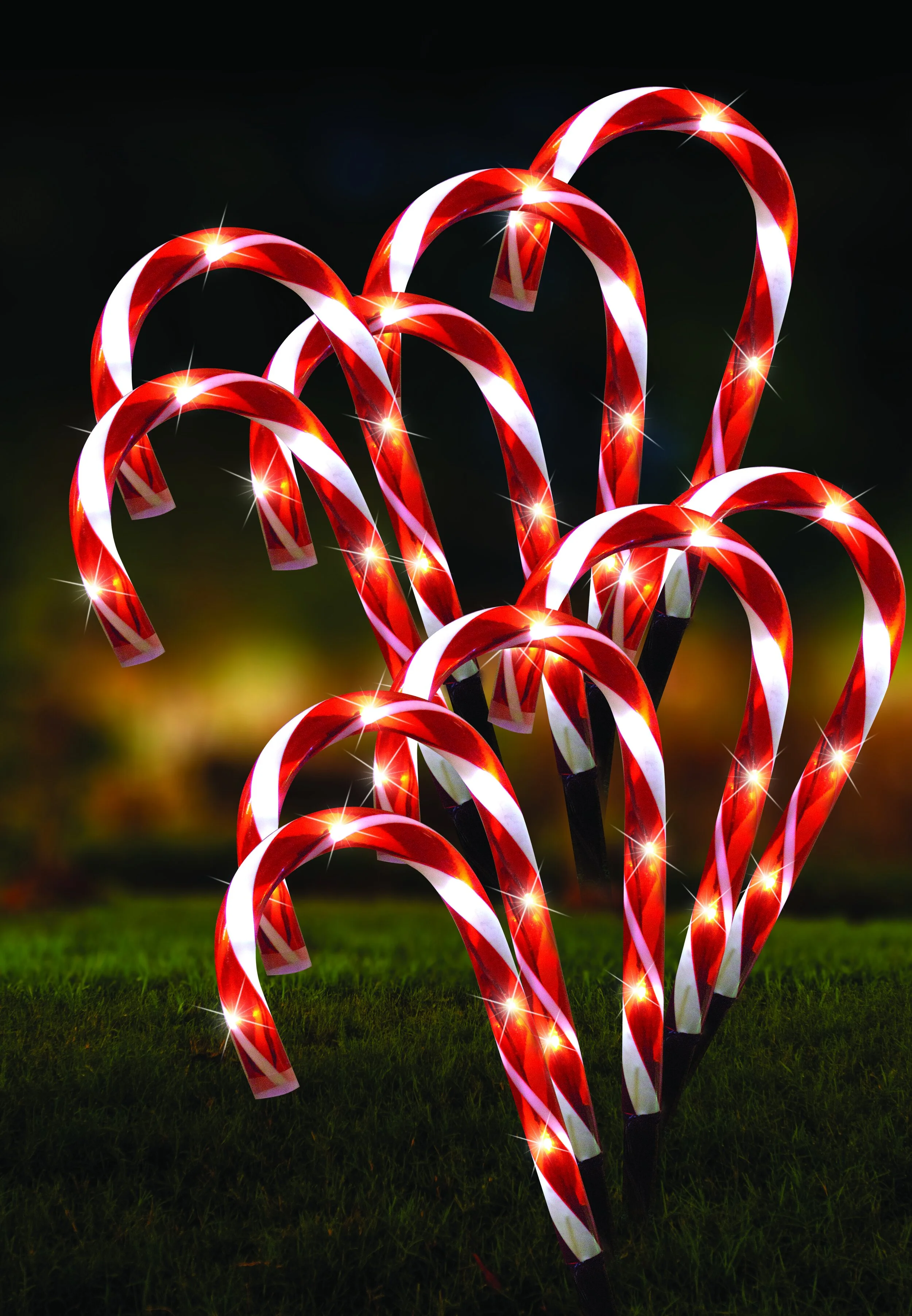 Solar Mini Candy Cane Path Lights 20pk – Multi-Function