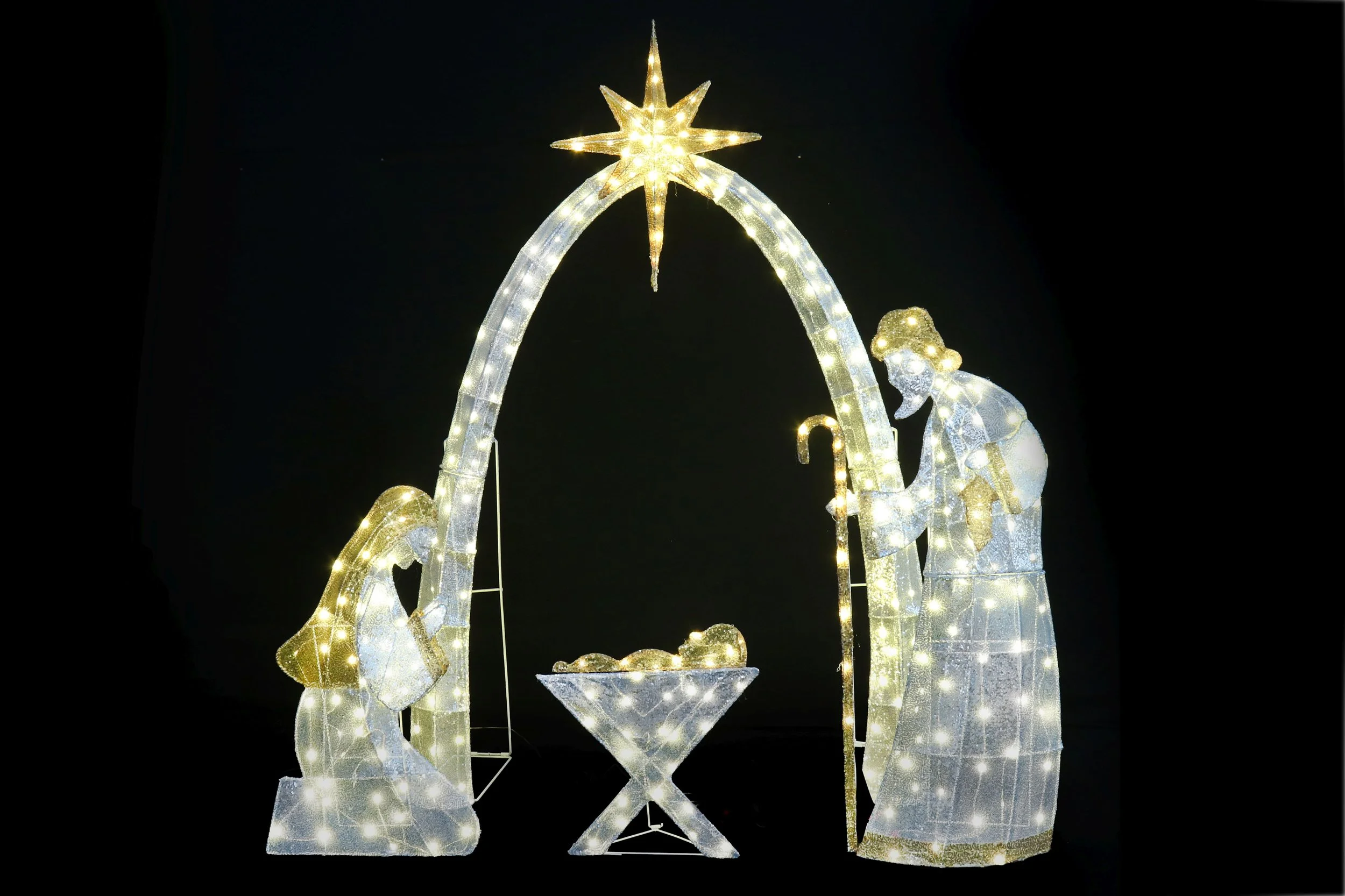 Tall Nativity Scene Large Star Twinkle 153cm