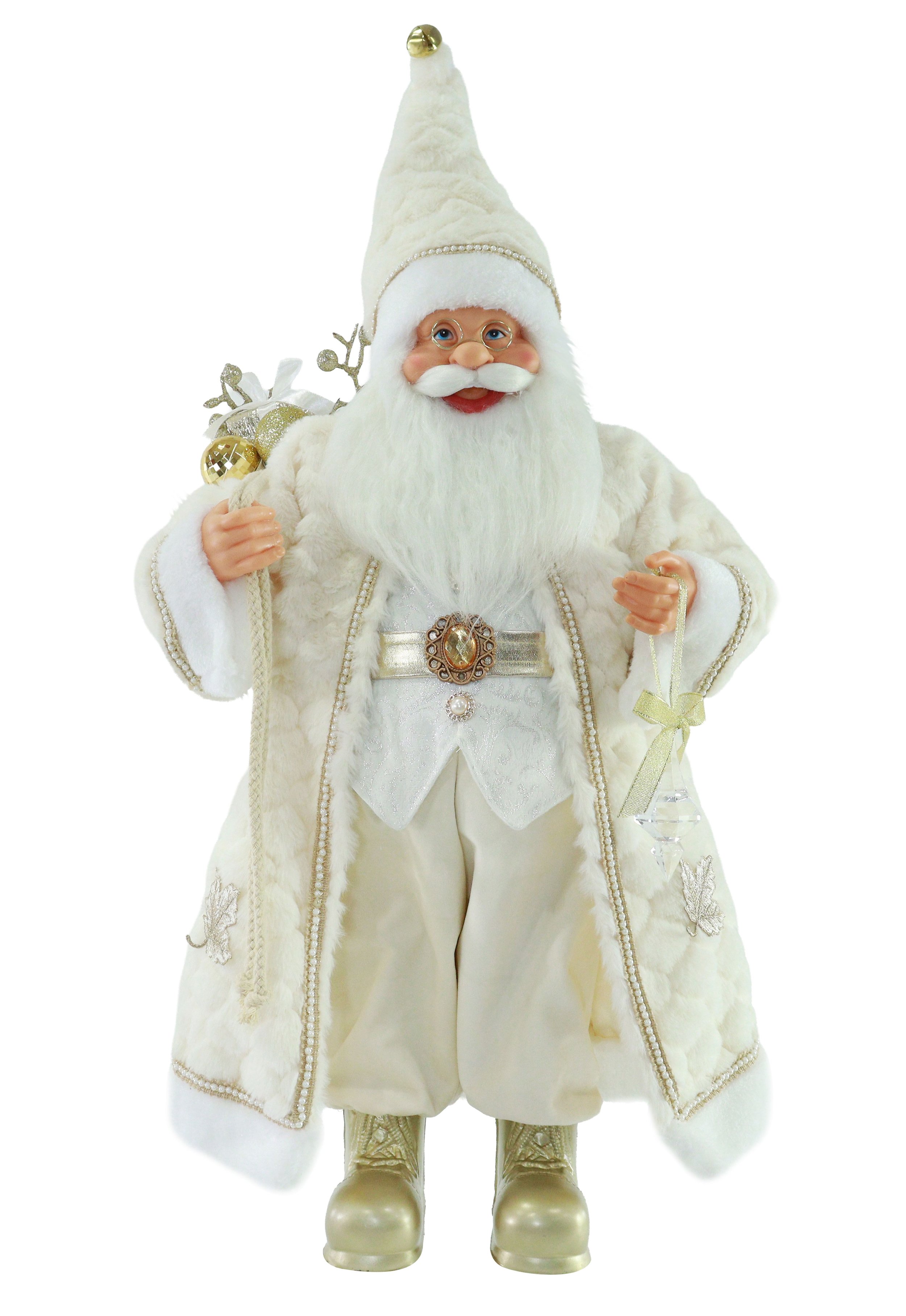 Santa Golden Boots Cream Plush Coat 60cm