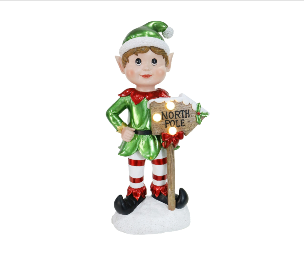 Resin Light up - Battery Operated North Pole Elf - 51cm
