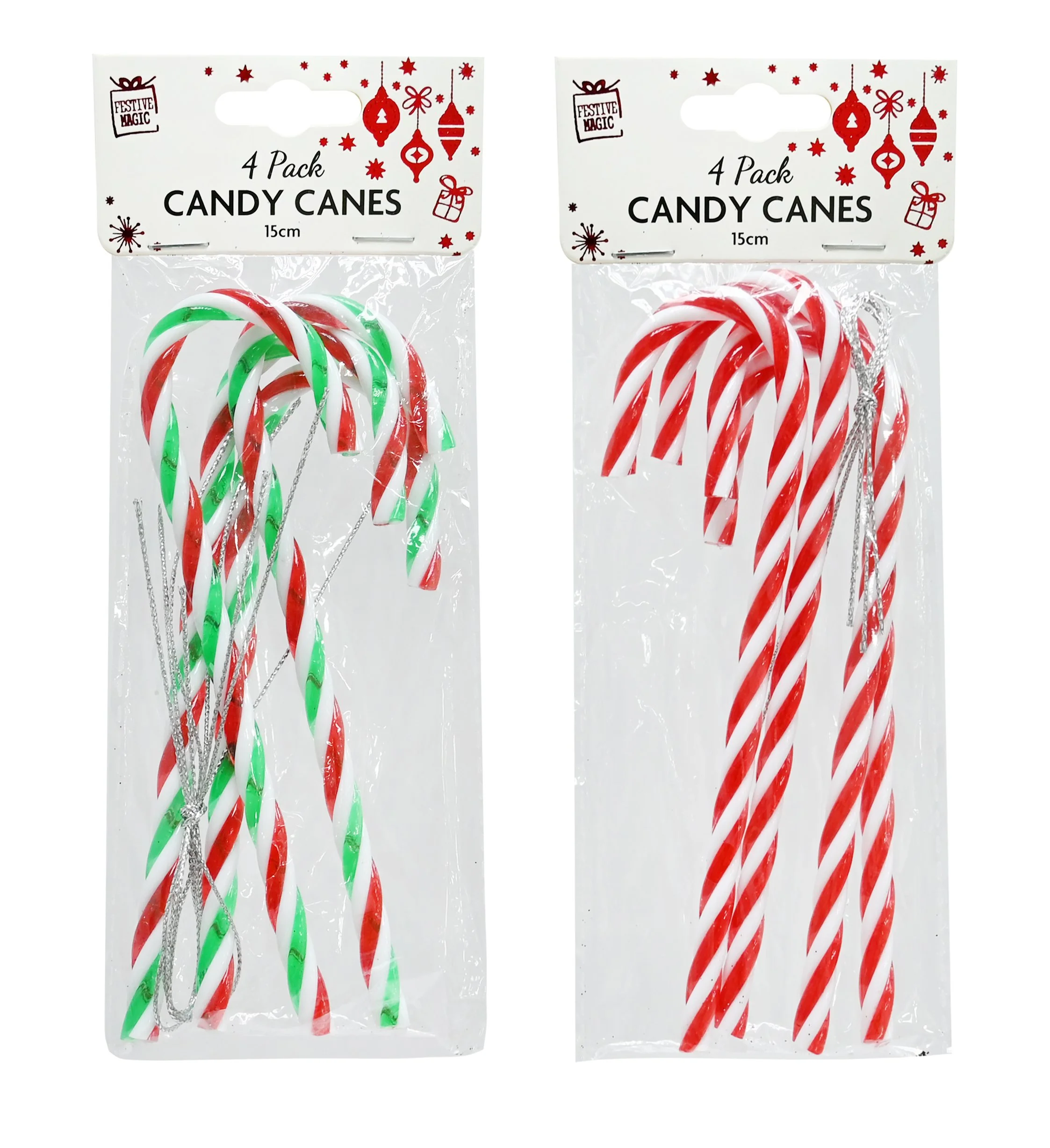 Decoration Candy Canes 4-Pack 15cm Assorted