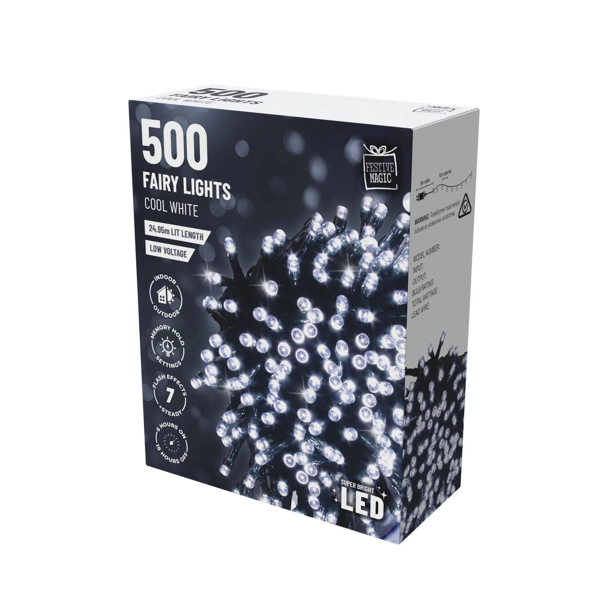 500 LED Flashing Lights – with Timer Cool White
