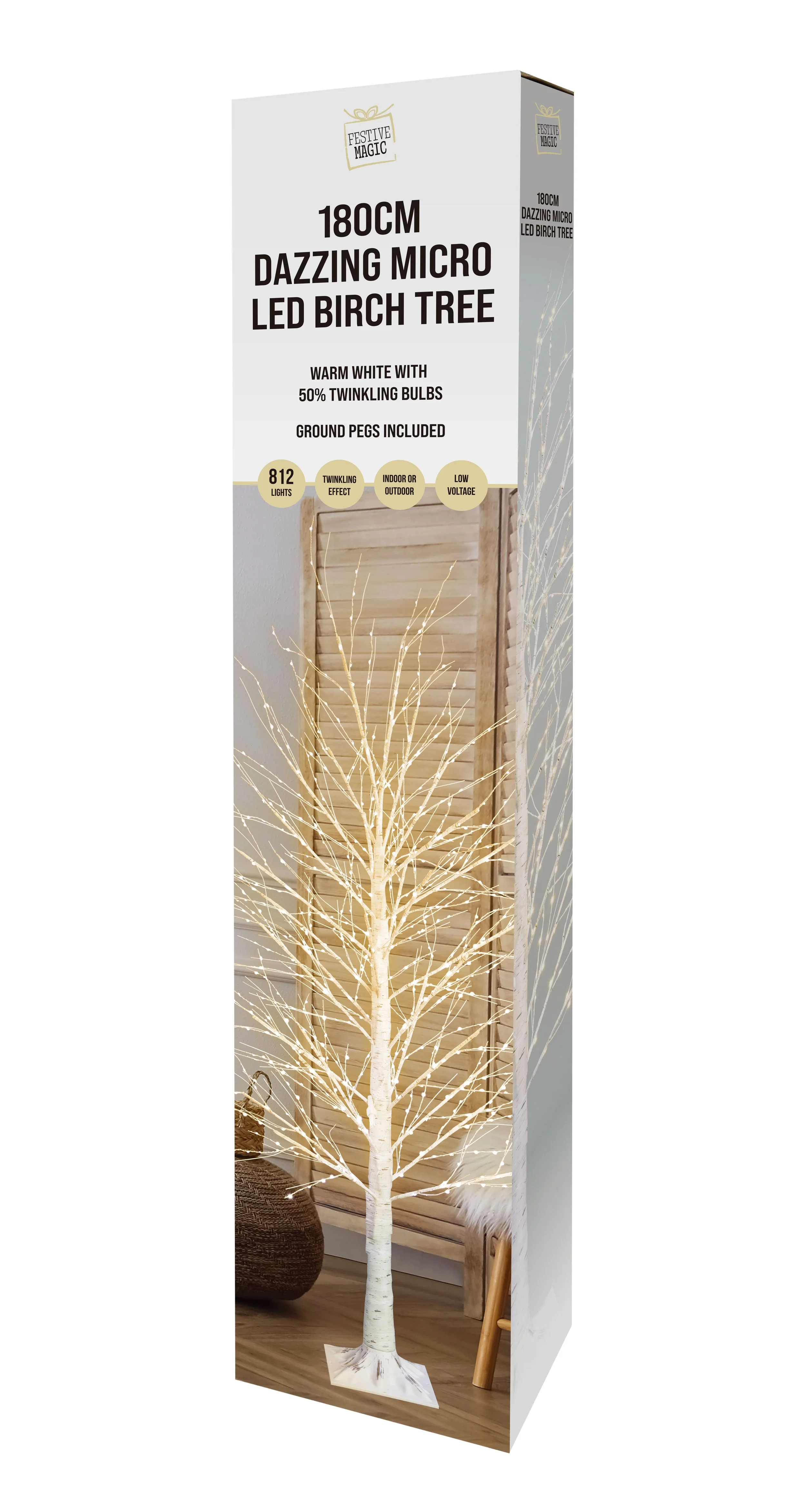 Dazzling Birch Tree 180cm Warm White