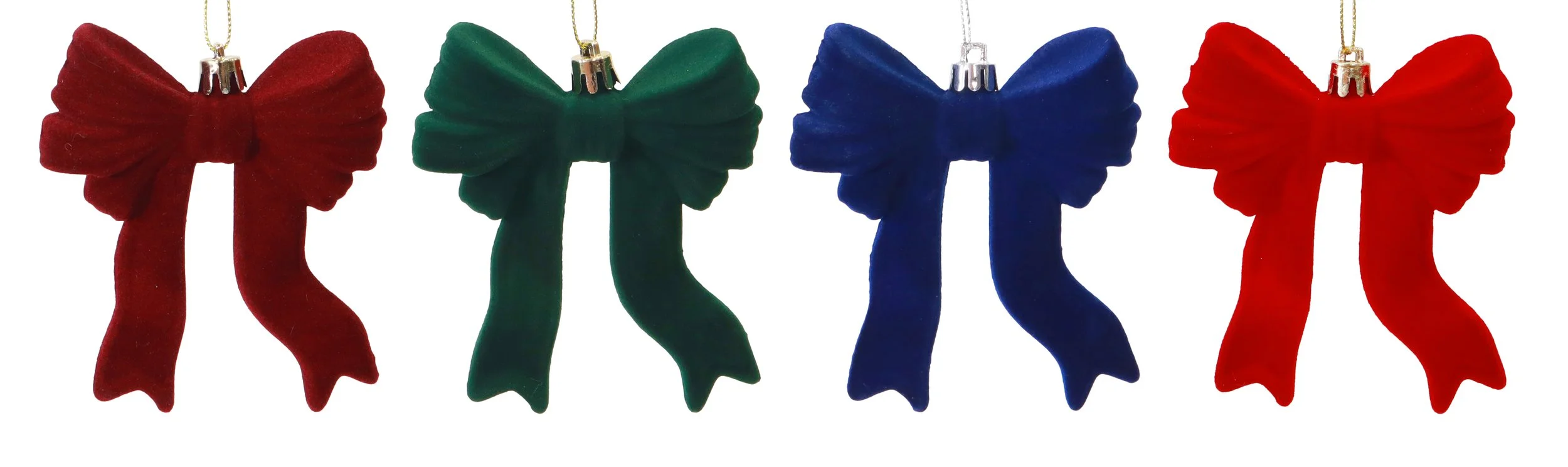 Hanging Flocked Bow 10cm Assorted