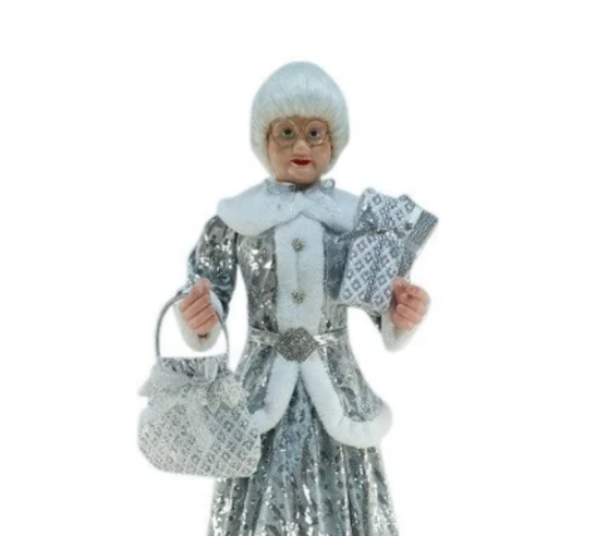 115cm Silver Standing Mrs Claus