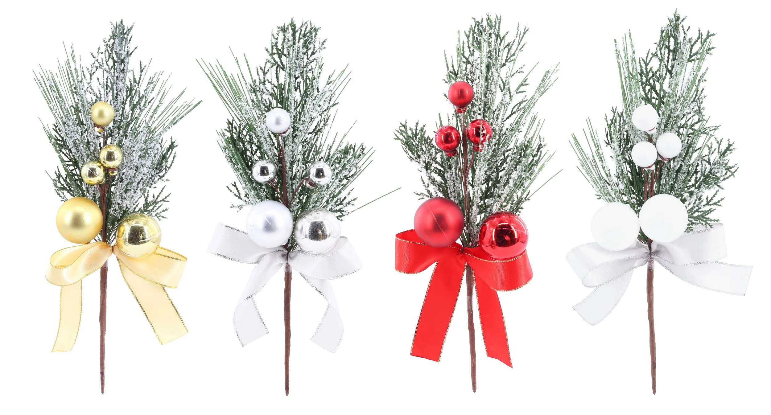 Bauble Pine Pick 31cm Assorted