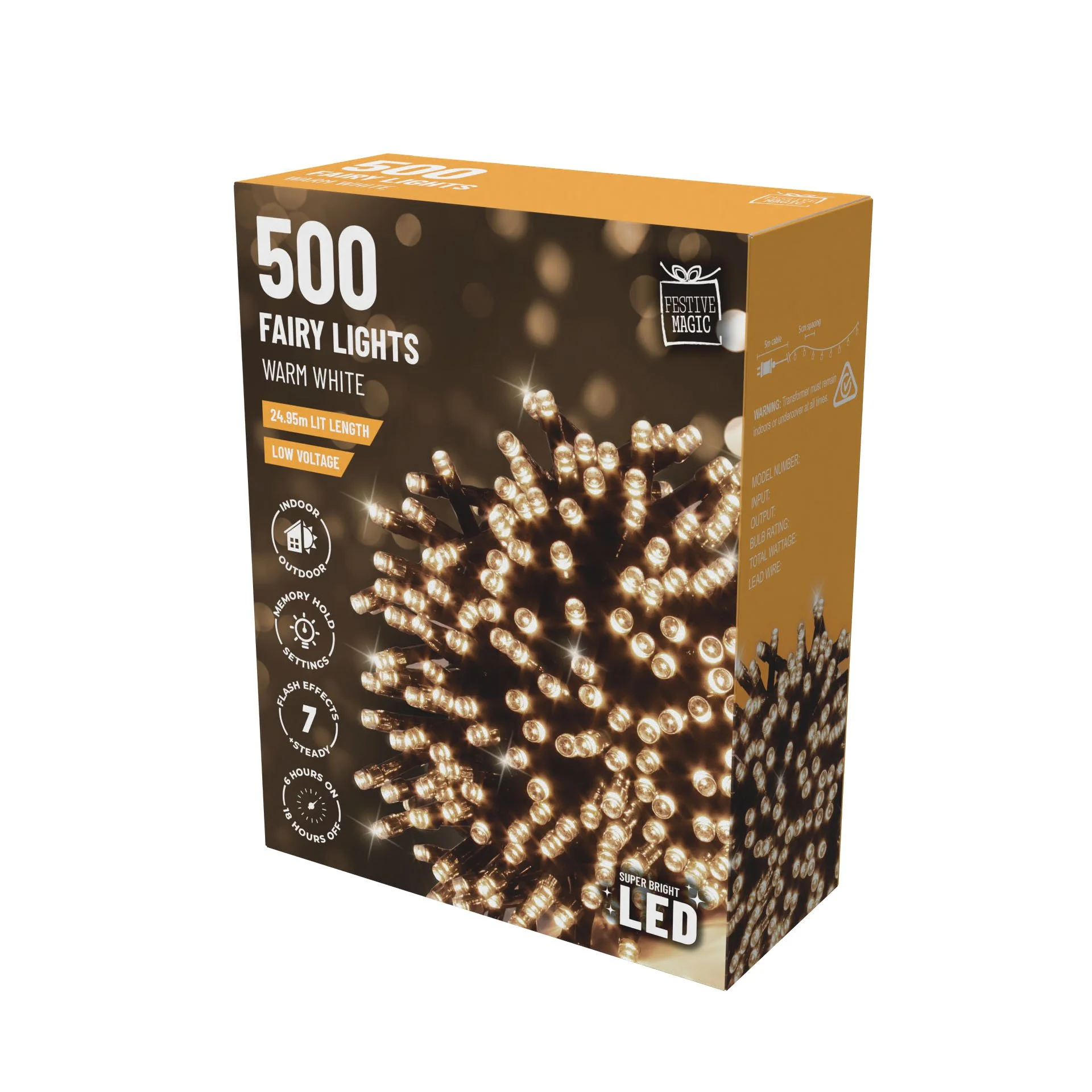 500 LED Flashing Lights – with Timer Warm White