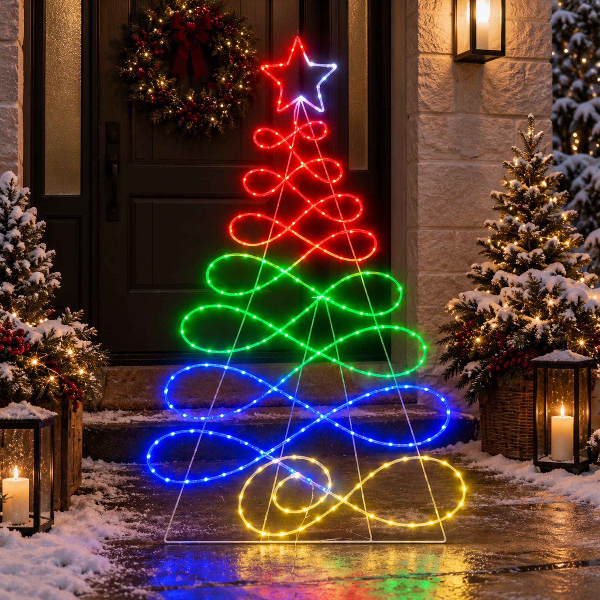 1.7m RGB Rope Light Christmas Tree Silhouette with App Control