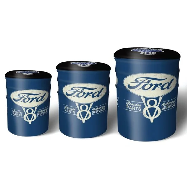 Vintage Ford Tin Ottomans