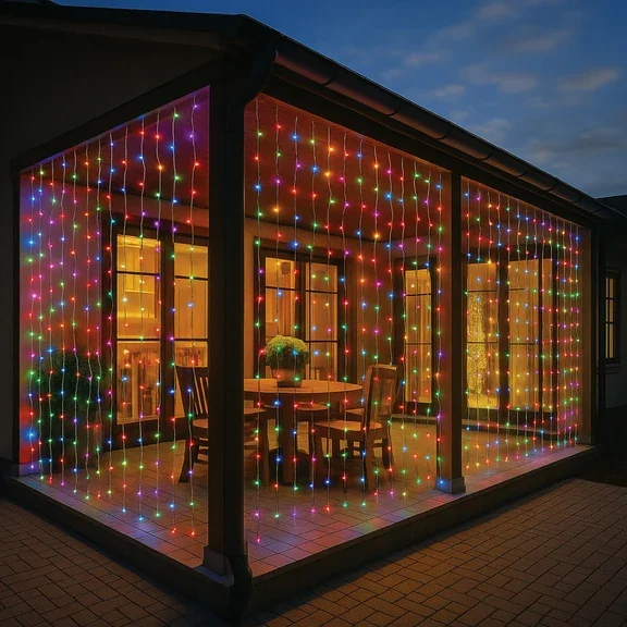 160 LED RGB Colour-Changing Curtain Light