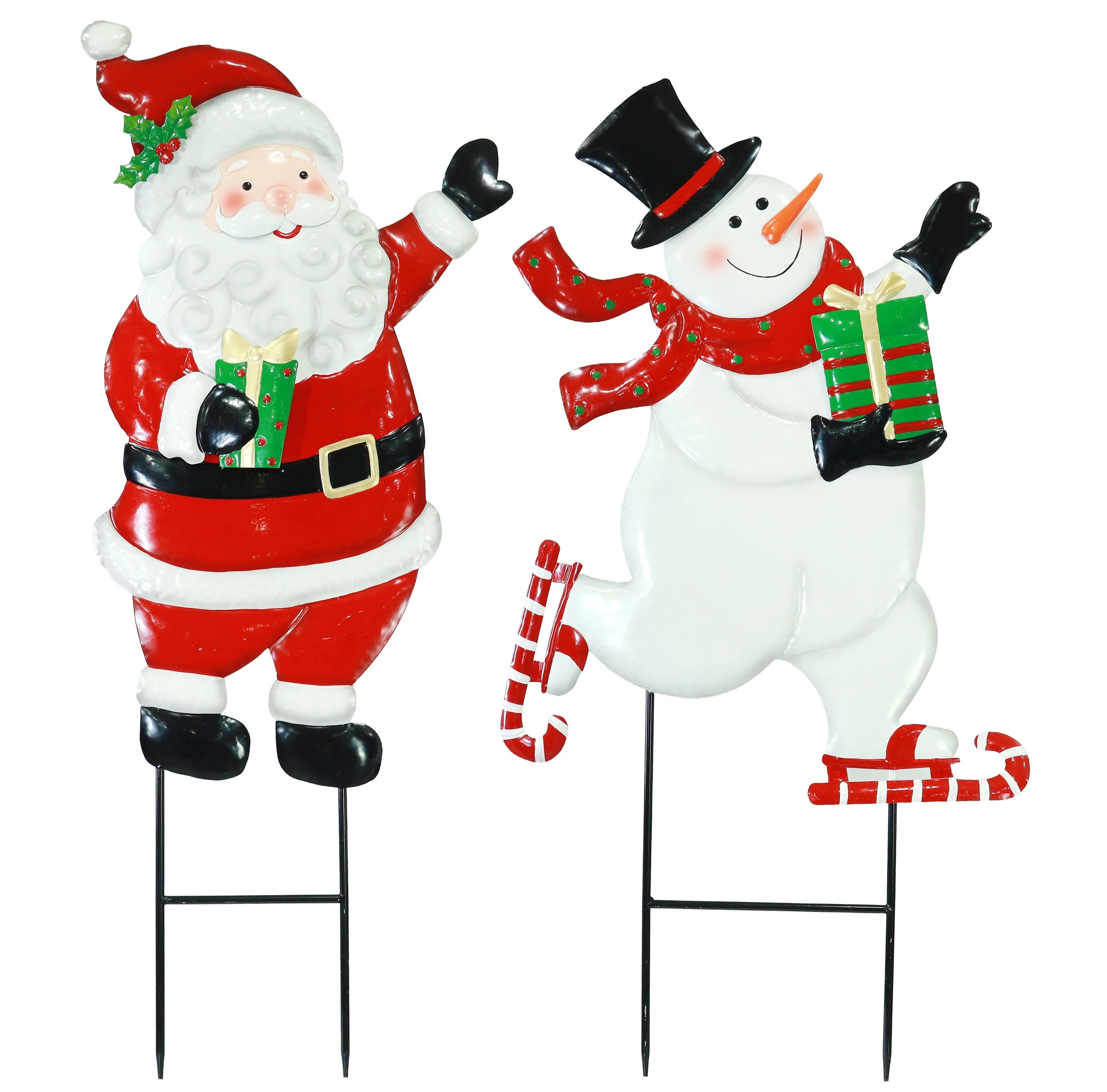 Metal Santa / Snowman Lawn Stake 1m Tall Assorted